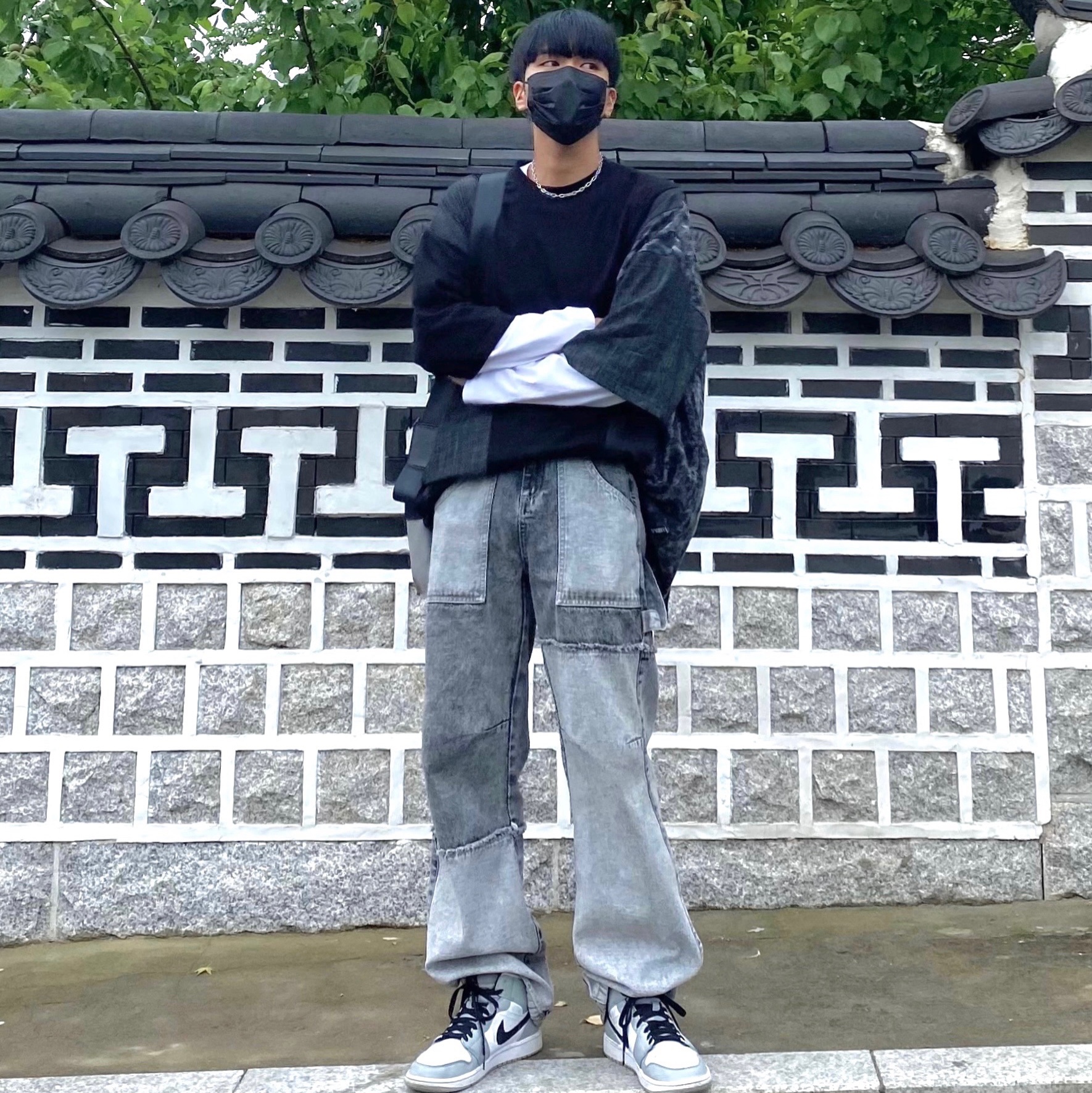 Jordan 1 Mid Light Smoke Grey 착용 스타일
