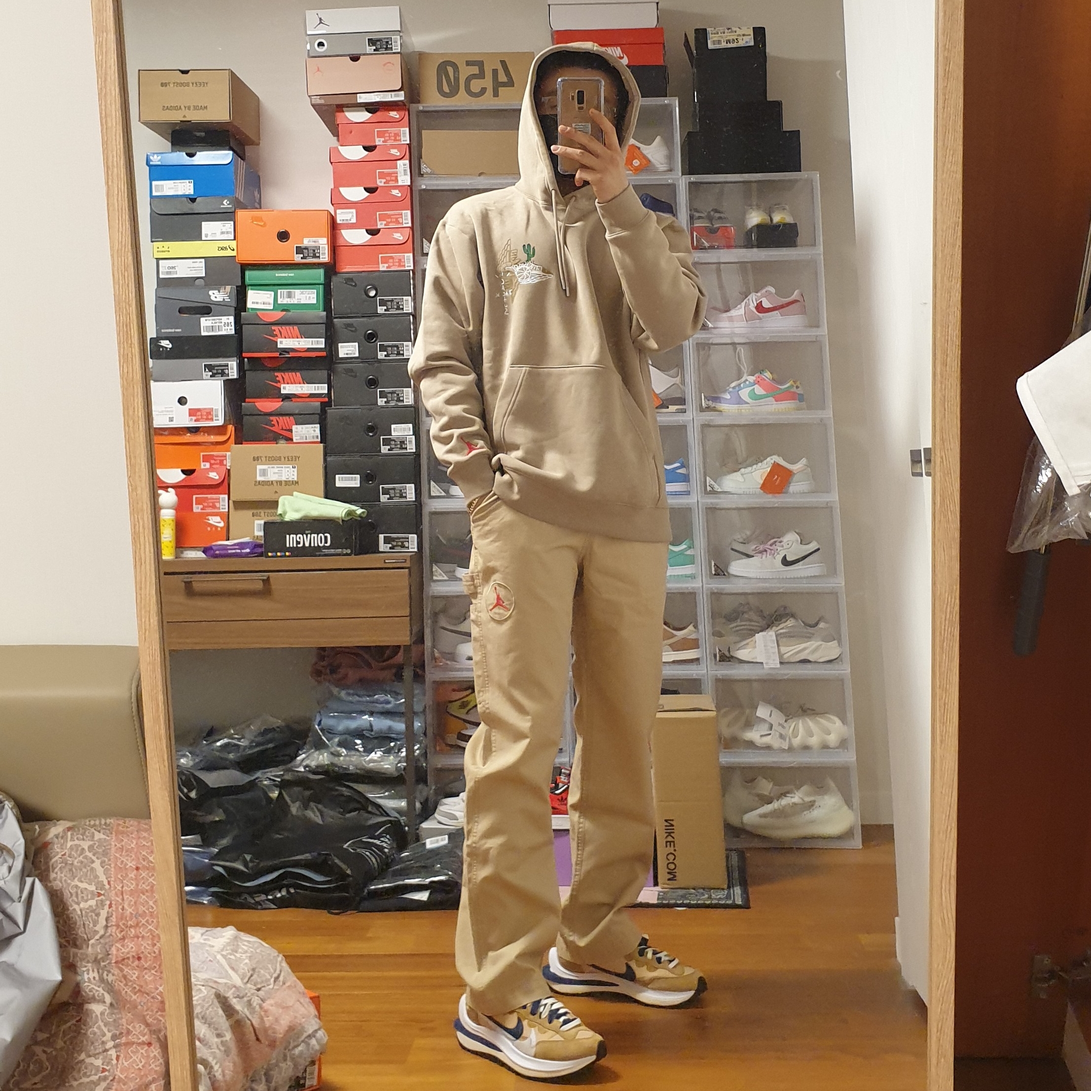 Jordan x Travis Scott Pullover Hoodie - Asia, Jordan x Travis Scott Canvas Pants - Asia 착용 스타일 - 1