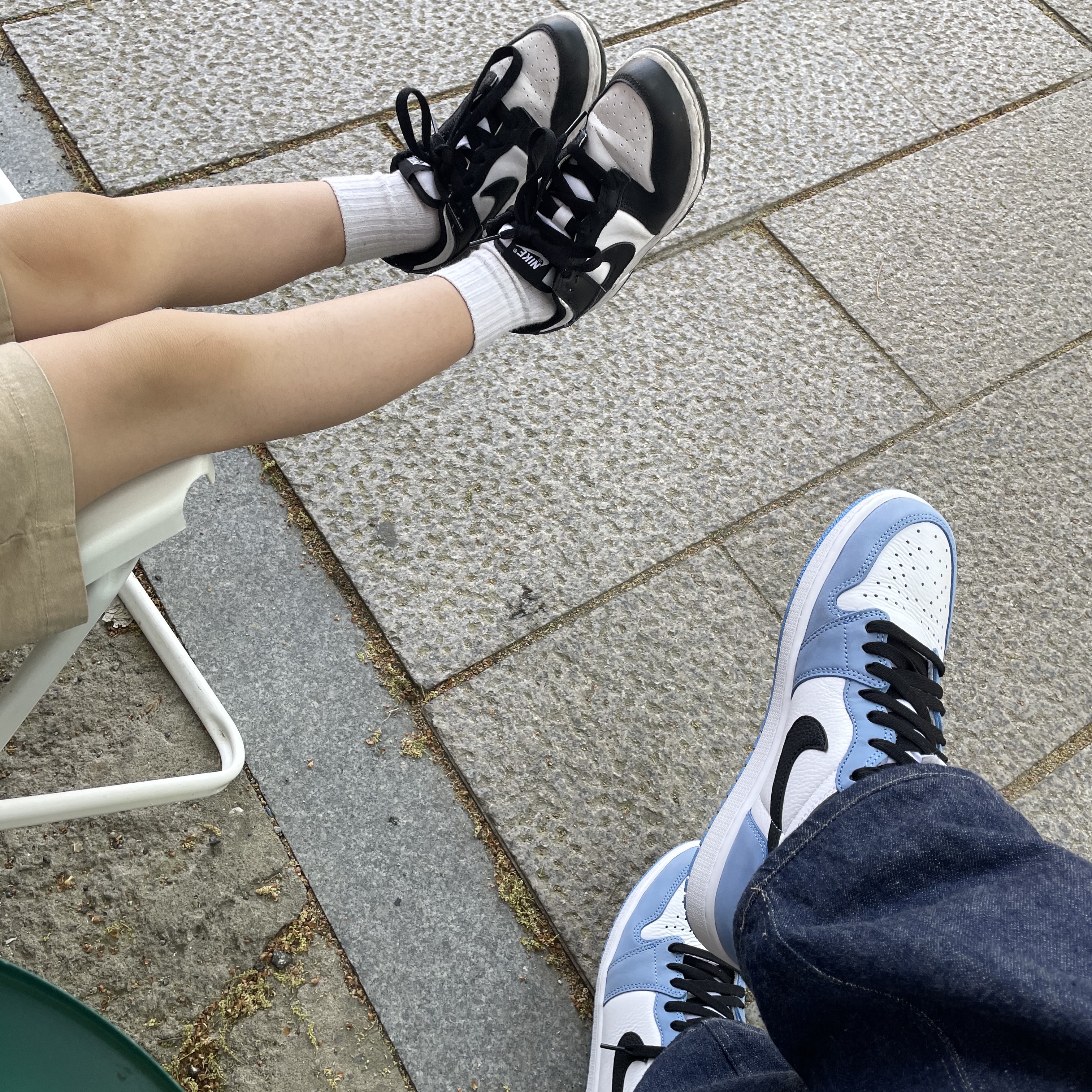 (W) Nike Dunk Low Black, Jordan 1 Retro High OG University Blue 착용 스타일 - 1