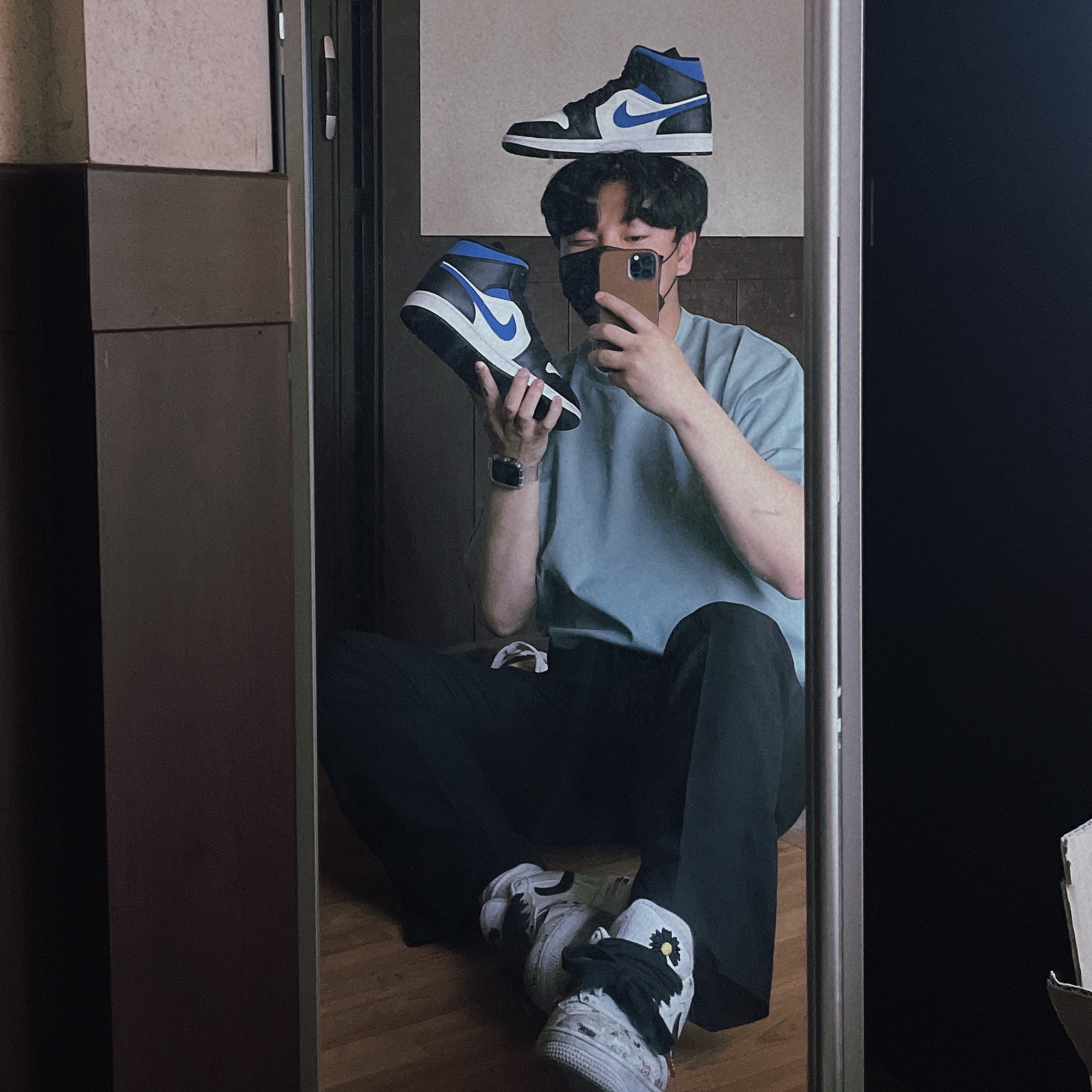 Jordan 1 Mid Racer Blue, Nike x Peaceminusone Air Force 1 Low Para-Noise 2.0 착용 스타일 - 3