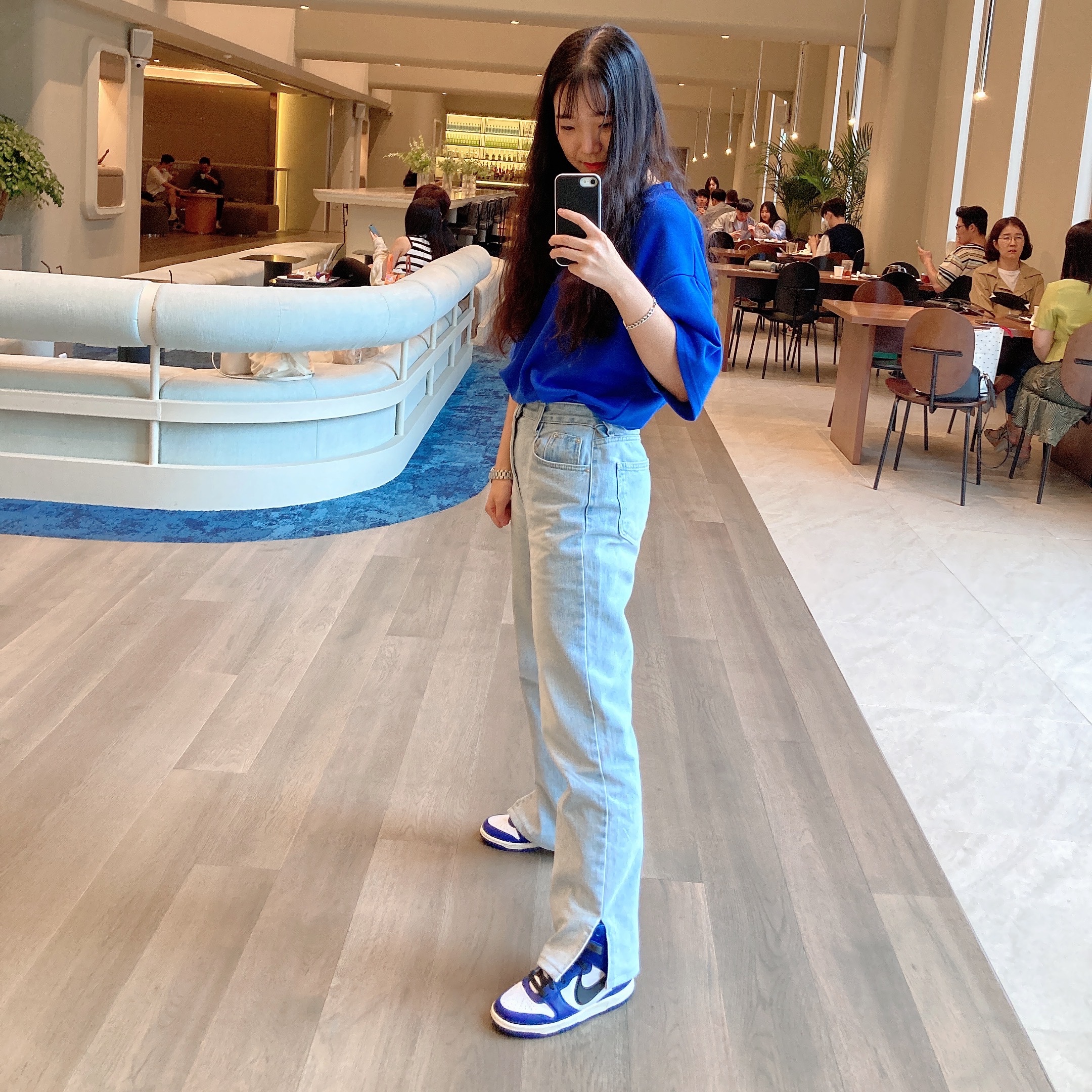 Nike x Ambush Dunk High Deep Royal Blue 착용 스타일