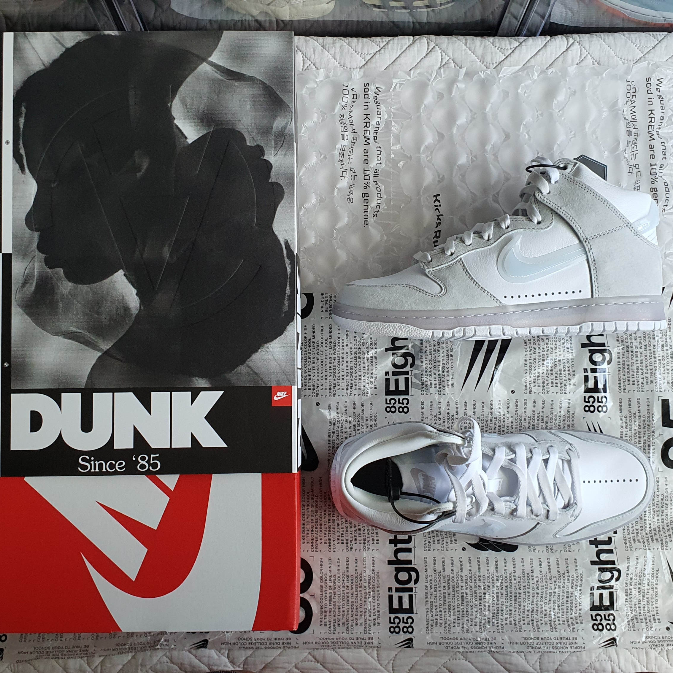 Nike x Slam Jam Dunk High SP Clear White, Nike Dunk High Retro Black and White 착용 스타일 - 2