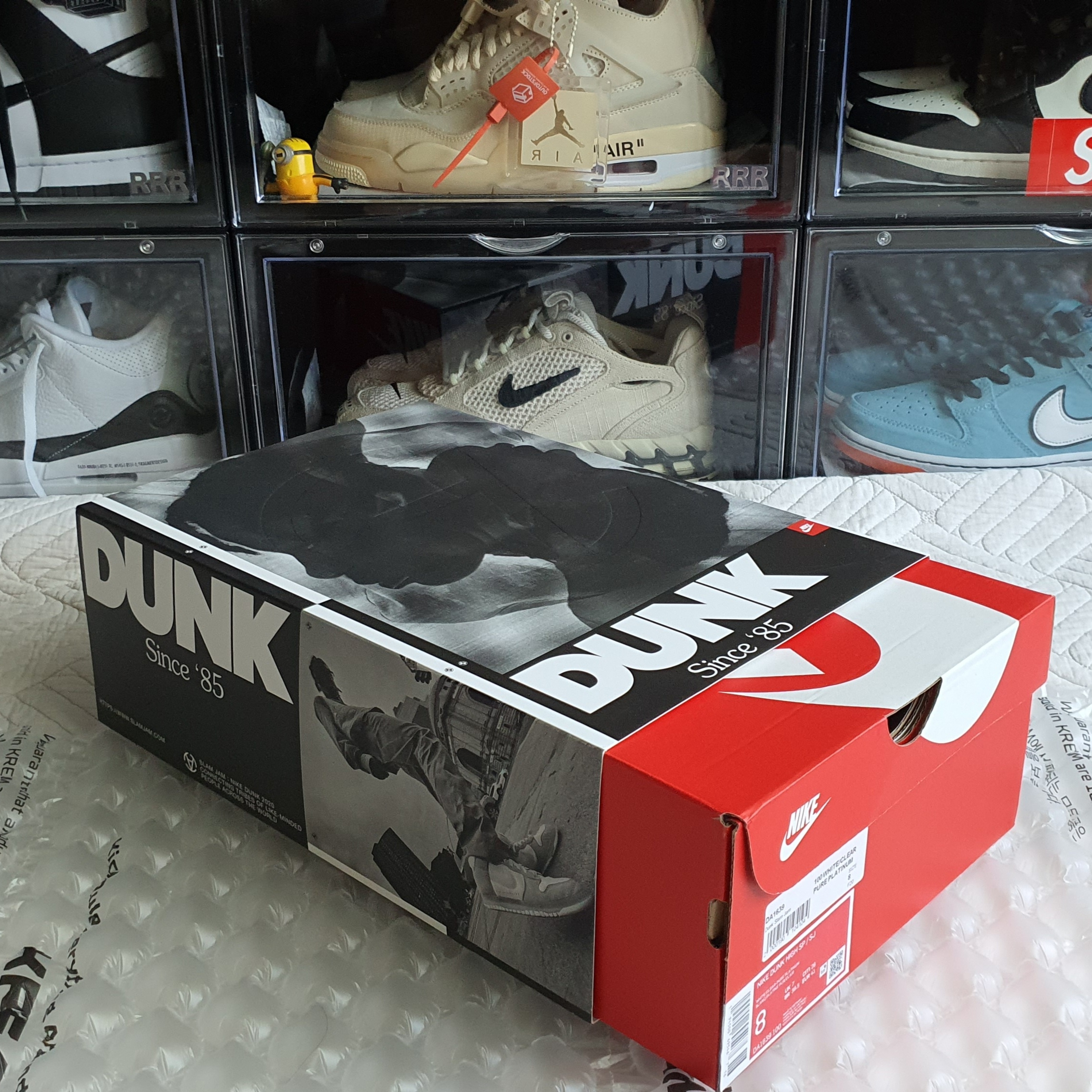 Nike x Slam Jam Dunk High SP Clear White, Nike Dunk High Retro Black and White 착용 스타일 - 1
