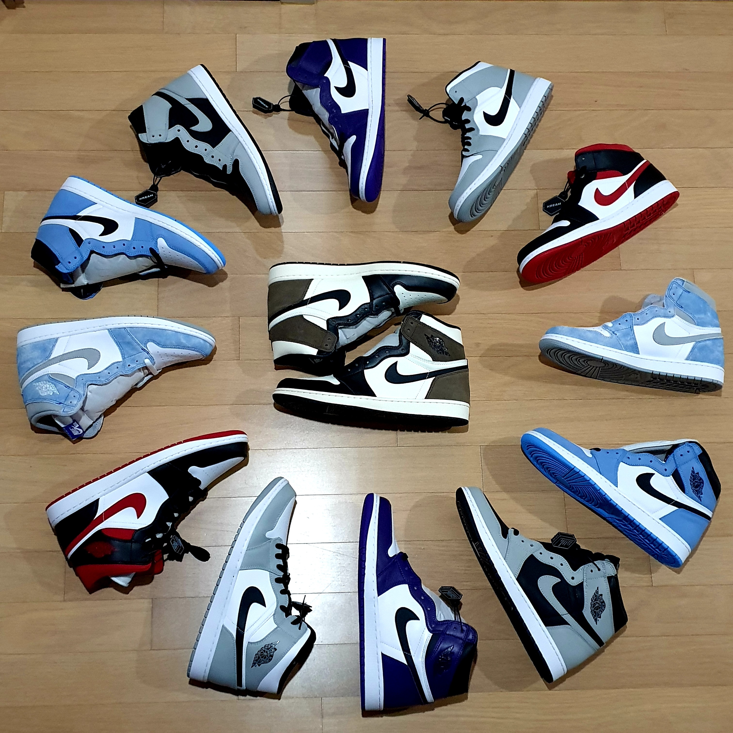 Jordan 1 Retro High OG Black Mocha, Jordan 1 Retro High OG University Blue 착용 스타일