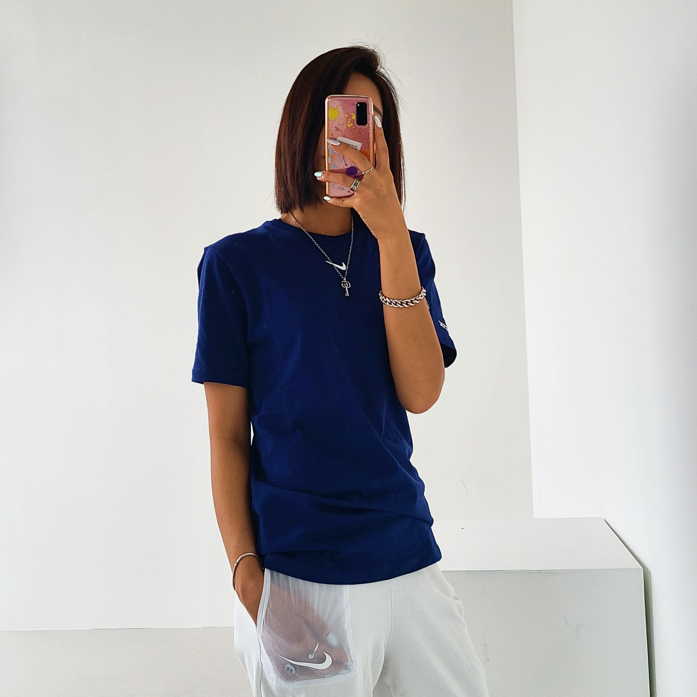Nike x Drake Nocta Cardinal Stock Essential T-Shirt Navy - Asia 착용 스타일
