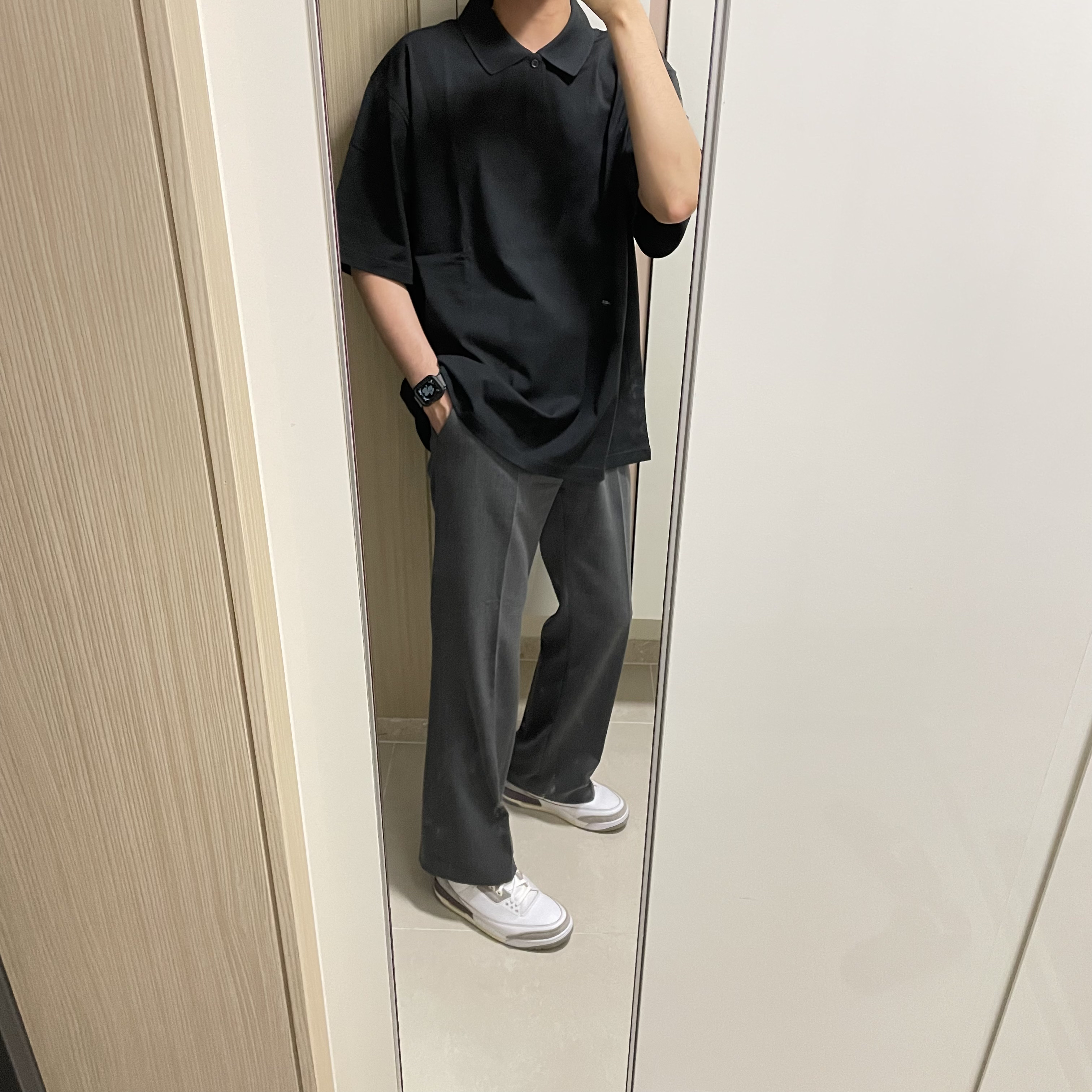 Essentials Short Sleeve Polo Black - 21SS, (W) Jordan 3 x A Ma Maniere Retro SP 착용 스타일