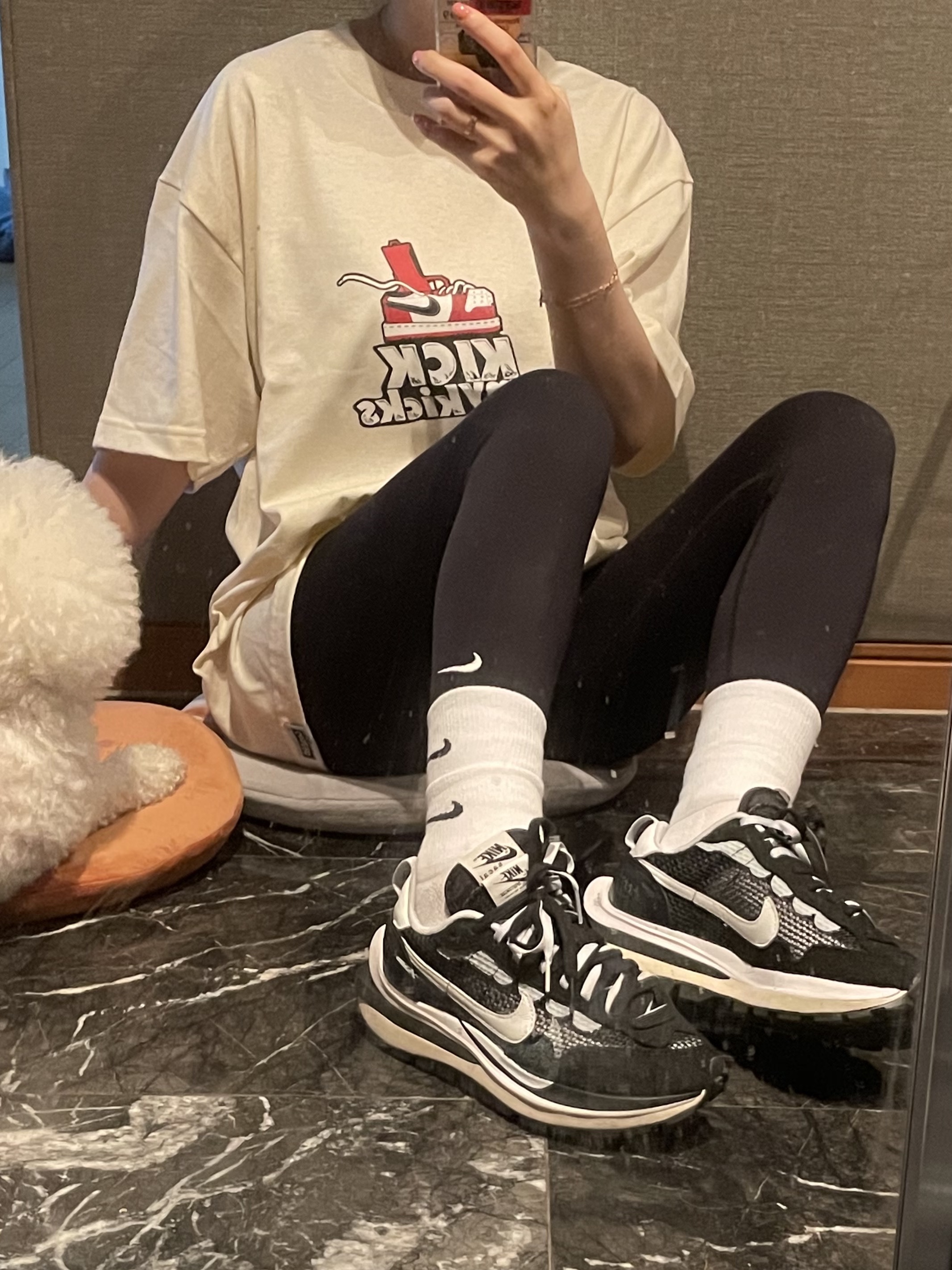 Nike x Sacai VaporWaffle Black White, Nike x Matthew M Williams NRG Socks White 착용 스타일 - 1