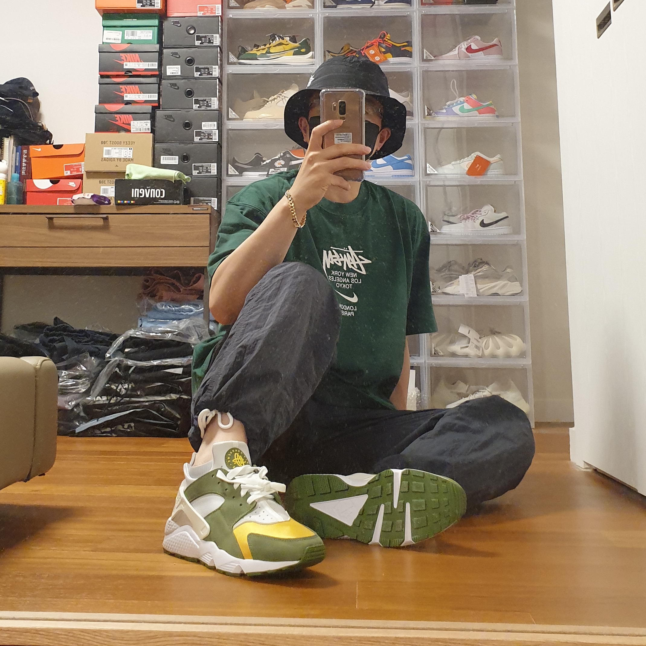 Nike x Stussy Beach Pants Off Noir, Nike x Stussy WT T-Shirt Green - US/EU 착용 스타일 - 4