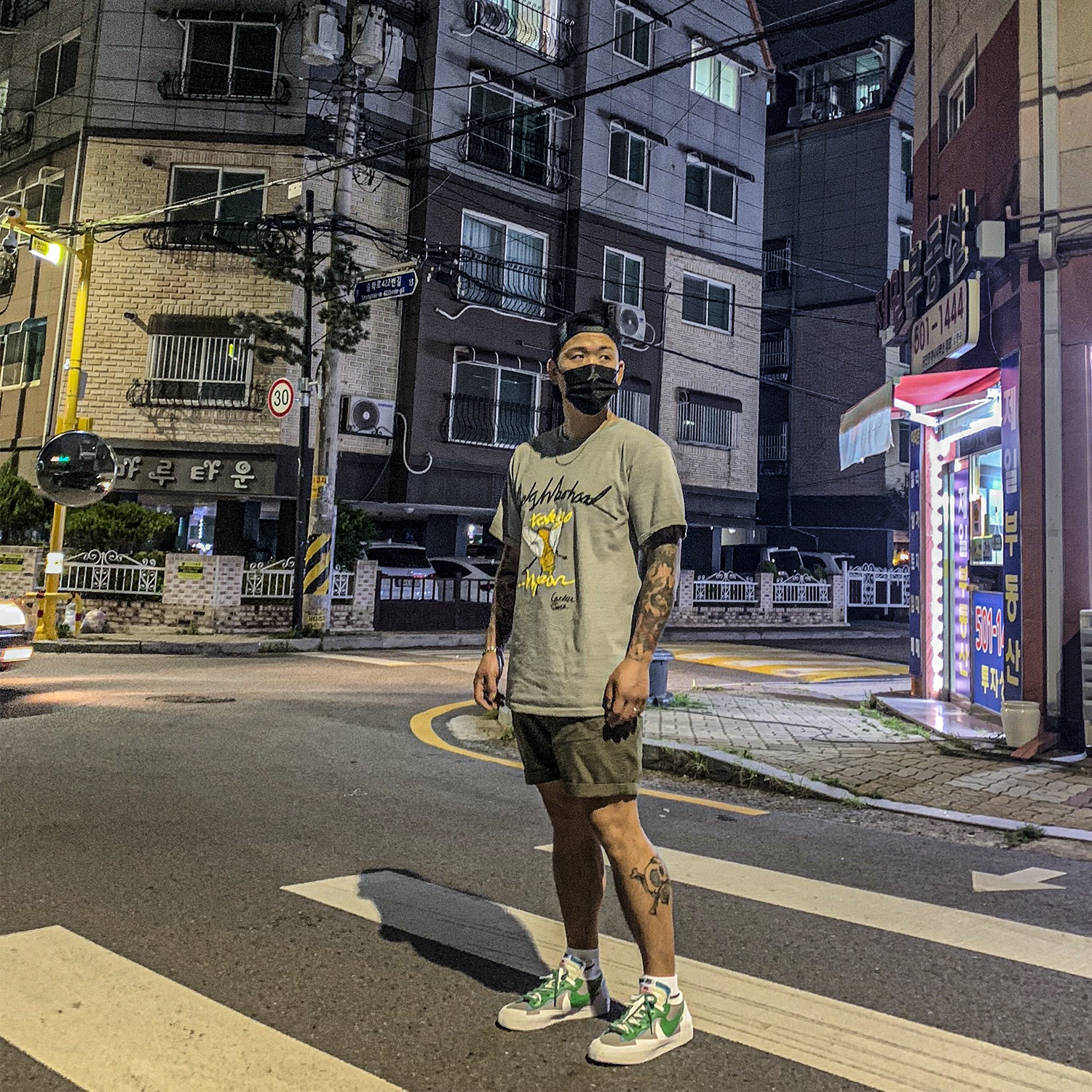 Nike x Sacai Blazer Low Classic Green 착용 스타일