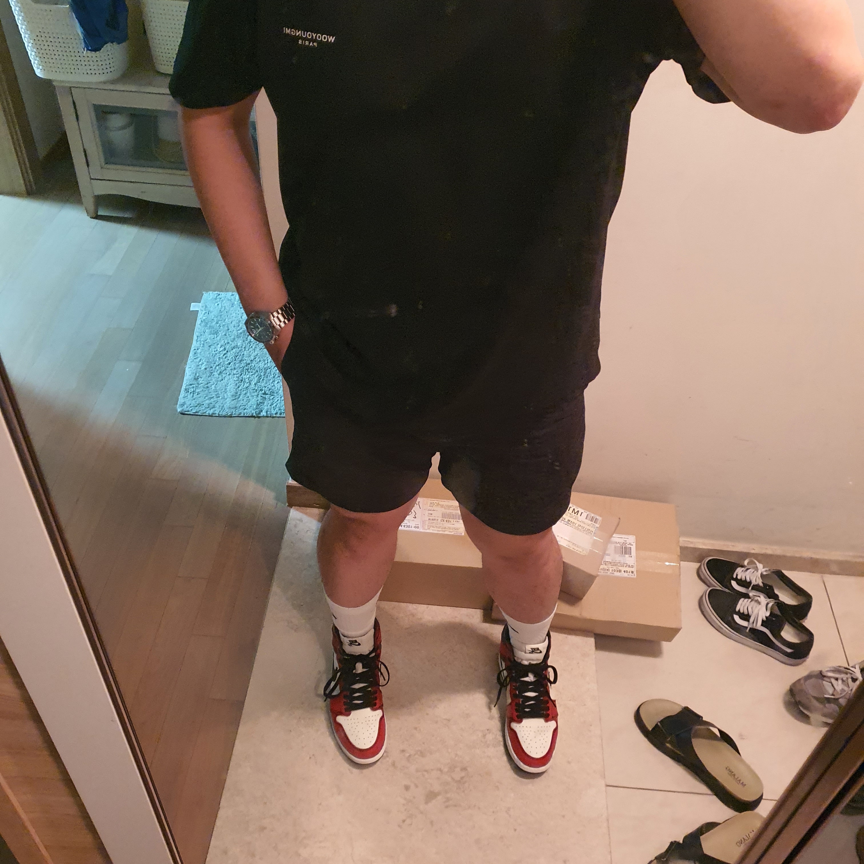 Jordan 1 Retro High OG Defiant SB LA to Chicago 착용 스타일 - 1