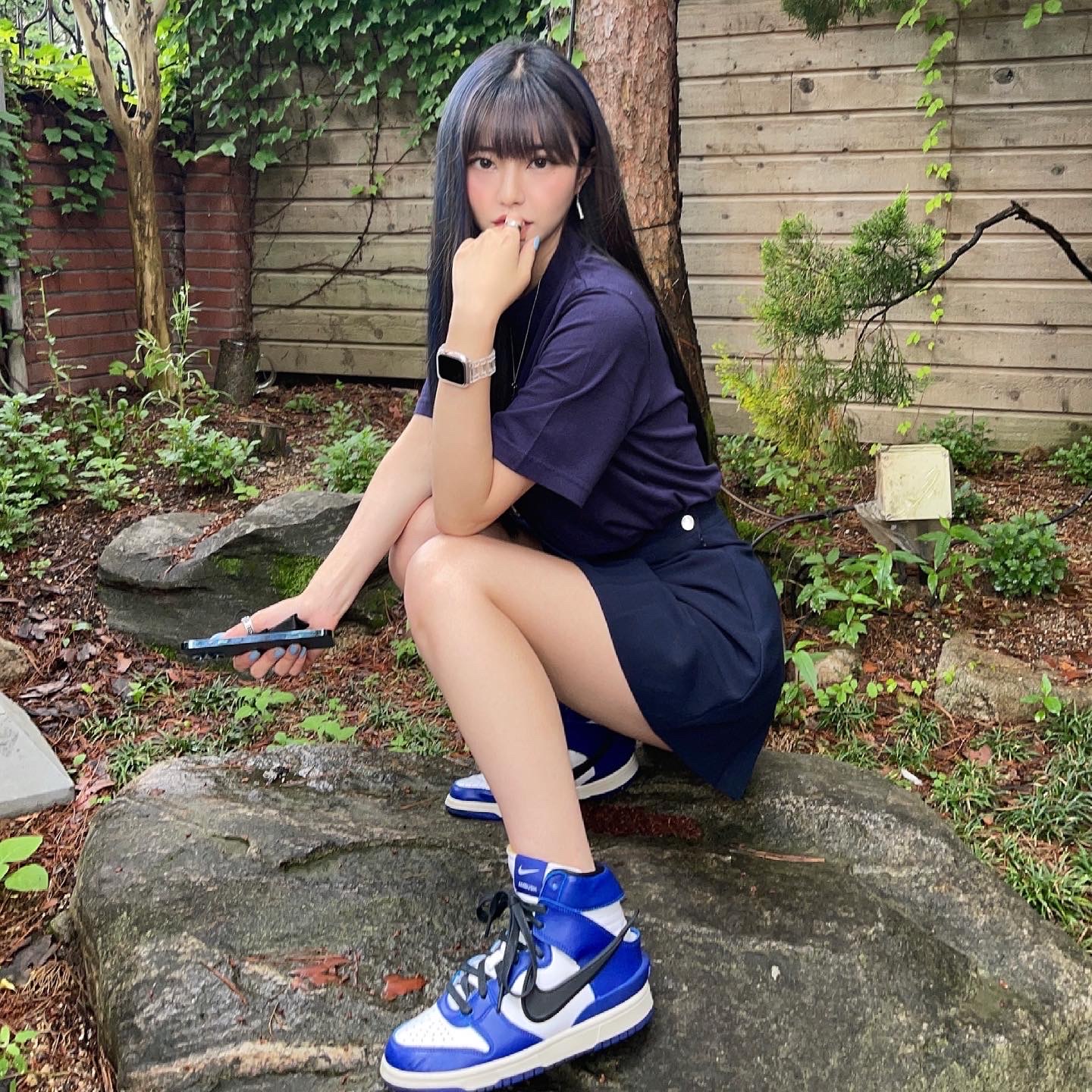 Nike x Ambush Dunk High Deep Royal Blue 착용 스타일 - 2