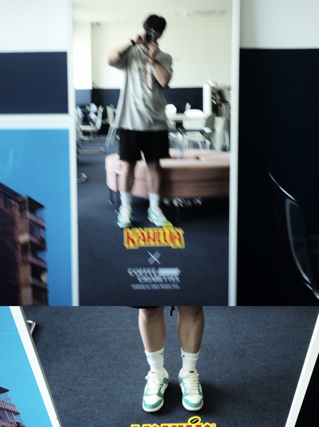 Nike x Kasina Dunk Low Road Sign - Kasina Exclusive, Essentials Sweatshorts Black - 21SS 착용 스타일