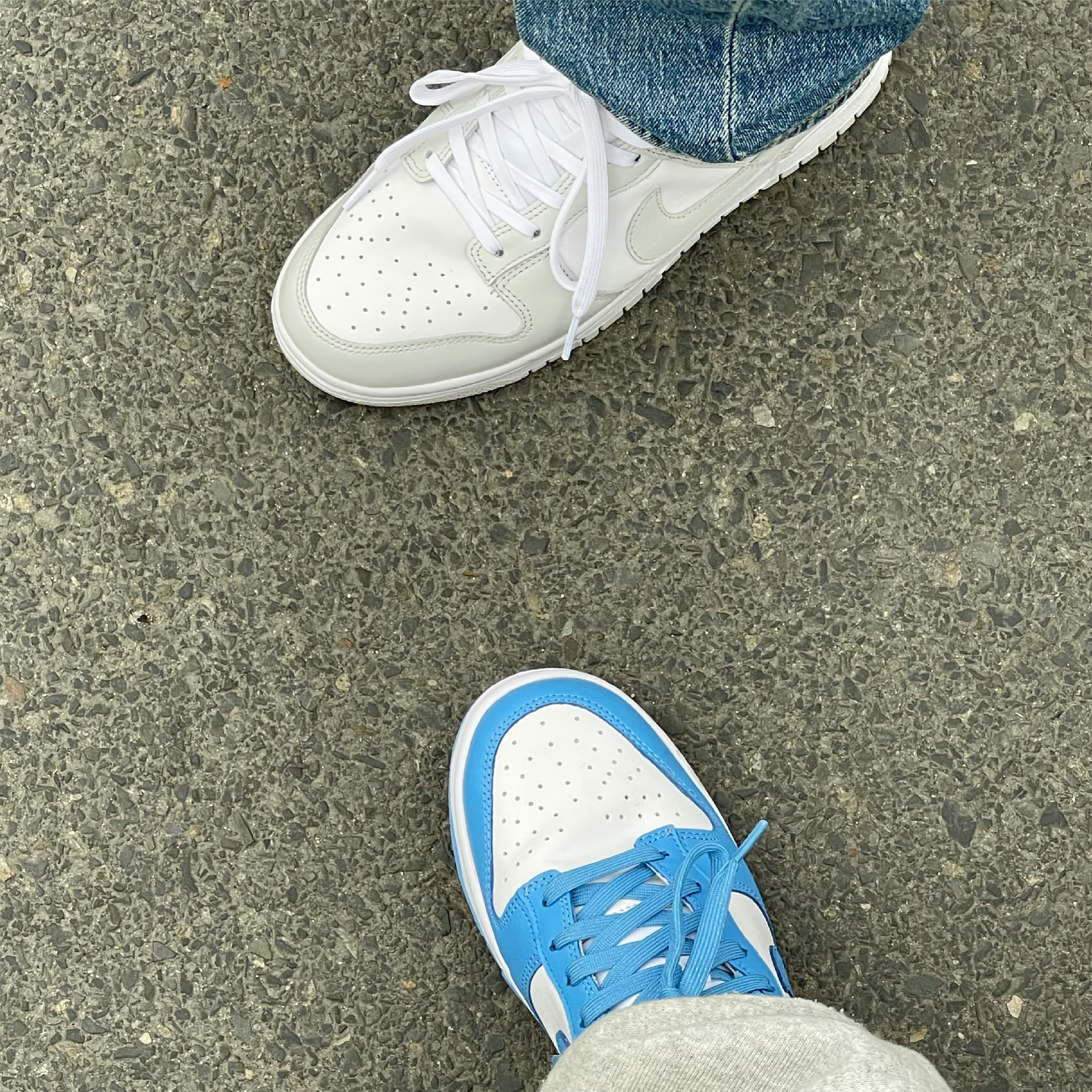 Nike Dunk Low Retro University Blue, (W) Nike Dunk Low Photon Dust 착용 스타일
