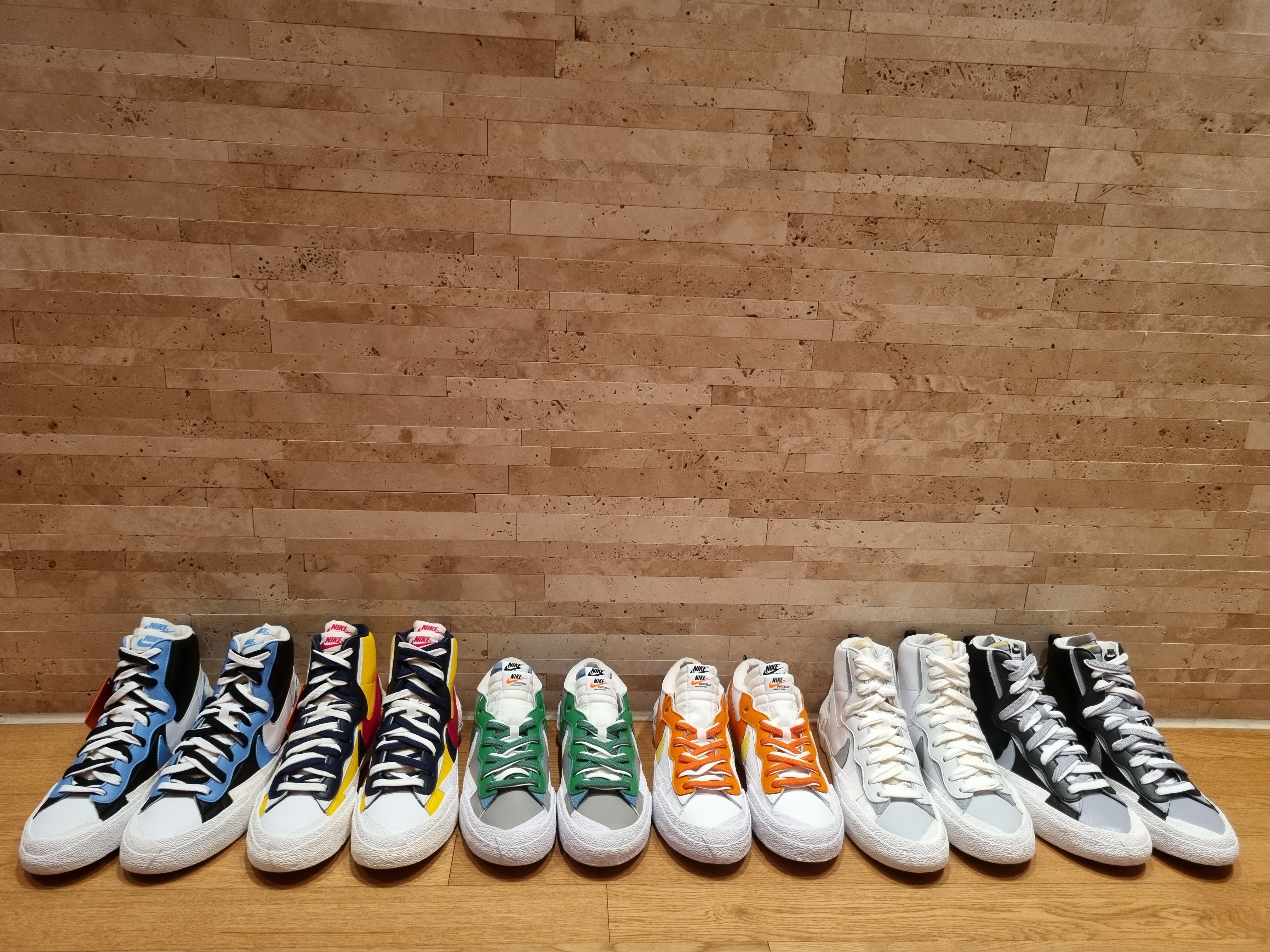 Nike x Sacai Blazer Mid White Black Legend Blue, Nike x Sacai Blazer Mid Snow Beach 착용 스타일
