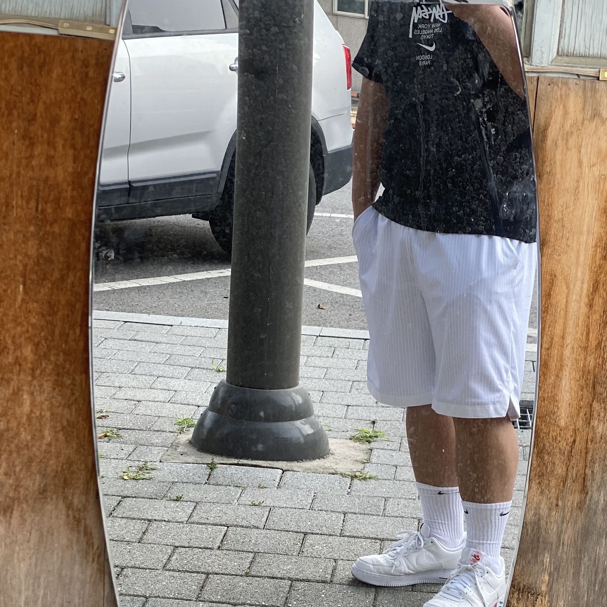 Nike x Stussy WT T-Shirt Black - Asia, Nike x Kim Jones Mesh Shorts White - Asia 착용 스타일