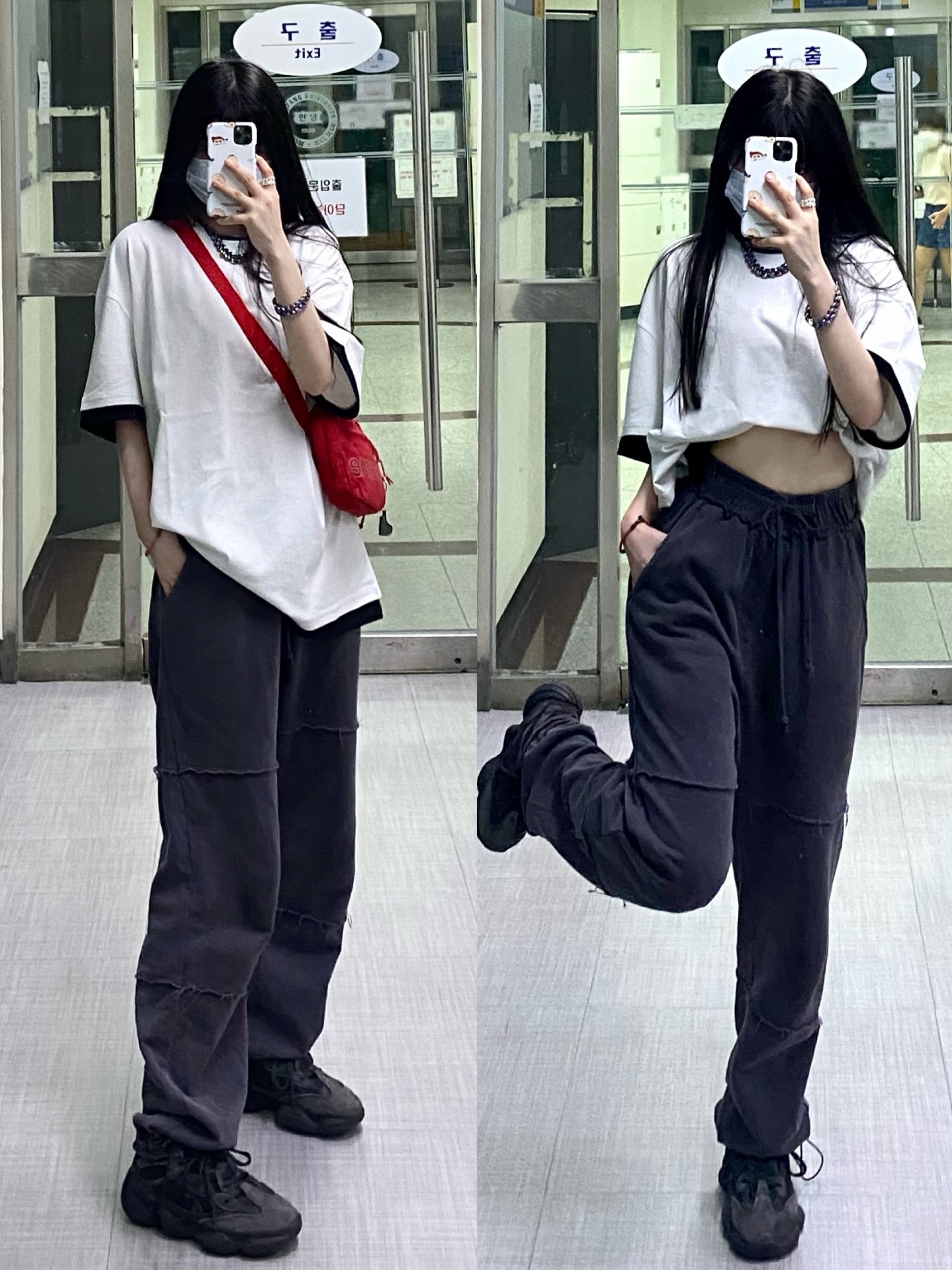 Adidas Yeezy 500 Utility Black 2018/2020, Supreme Shoulder Bag Black - 18FW 착용 스타일