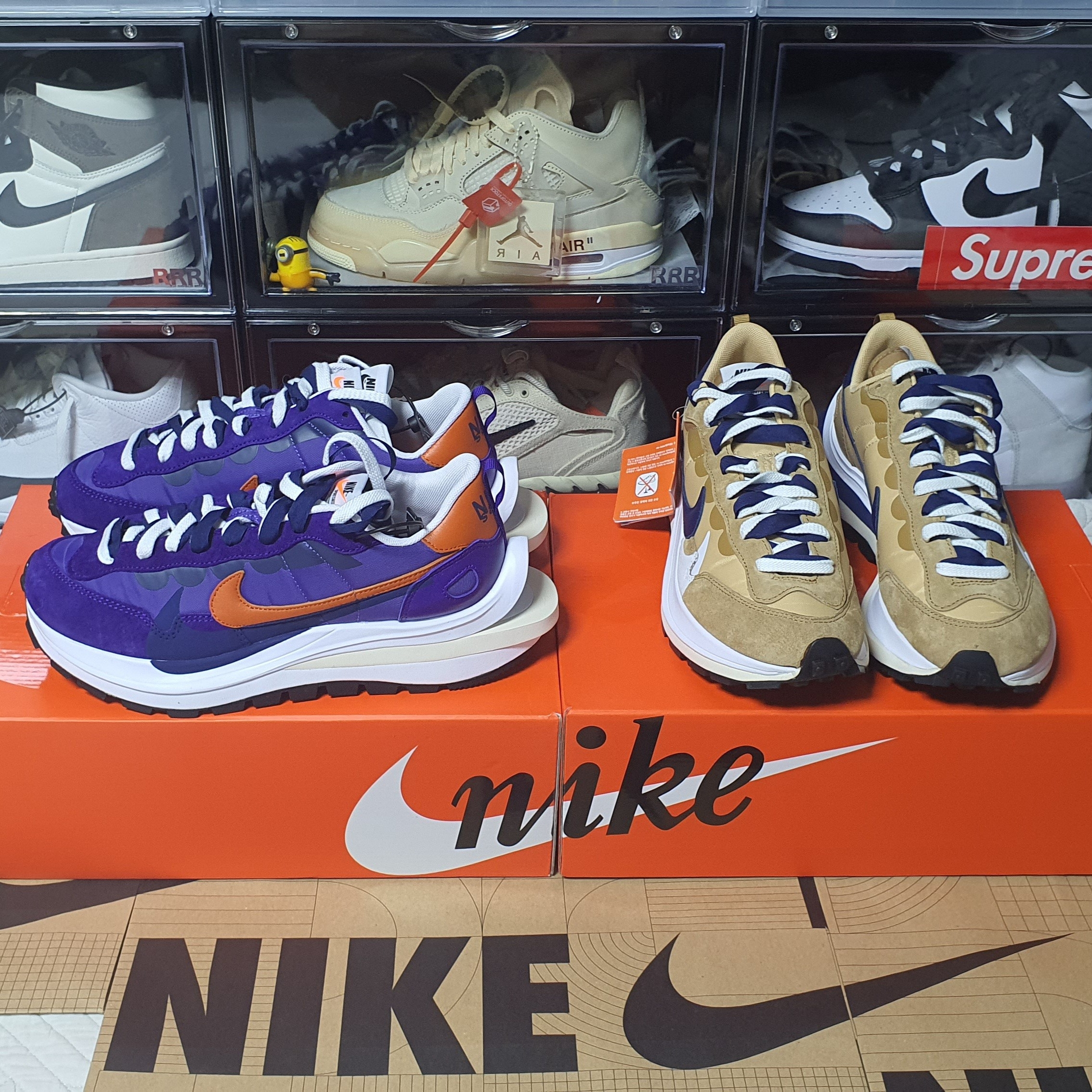 Nike x Sacai VaporWaffle Dark Iris, Nike x Sacai VaporWaffle Sesame and Blue Void 착용 스타일