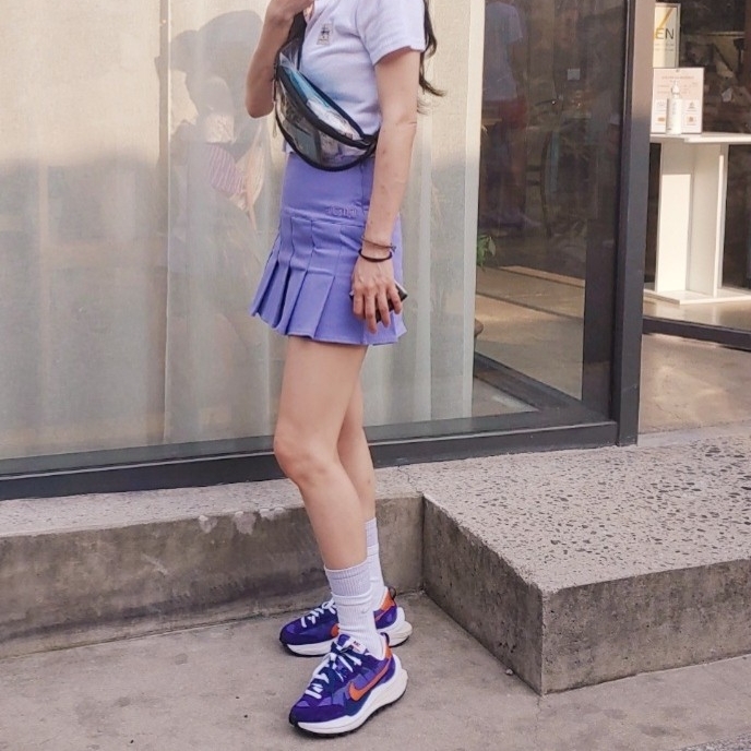 Nike x Sacai VaporWaffle Dark Iris 착용 스타일 - 1