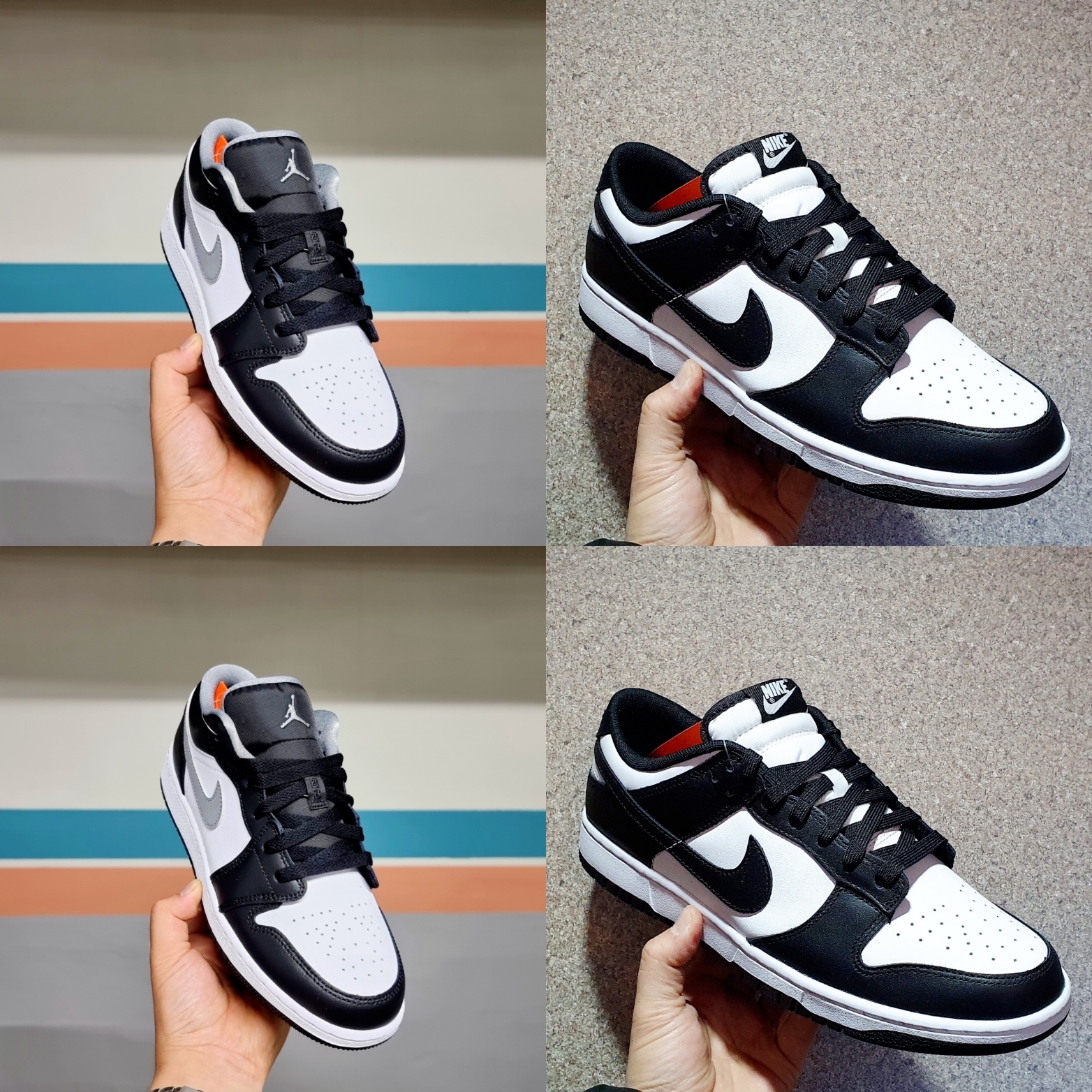 (GS) Jordan 1 Low Black Particle Grey, Nike Dunk Low Retro Black 착용 스타일 - 2