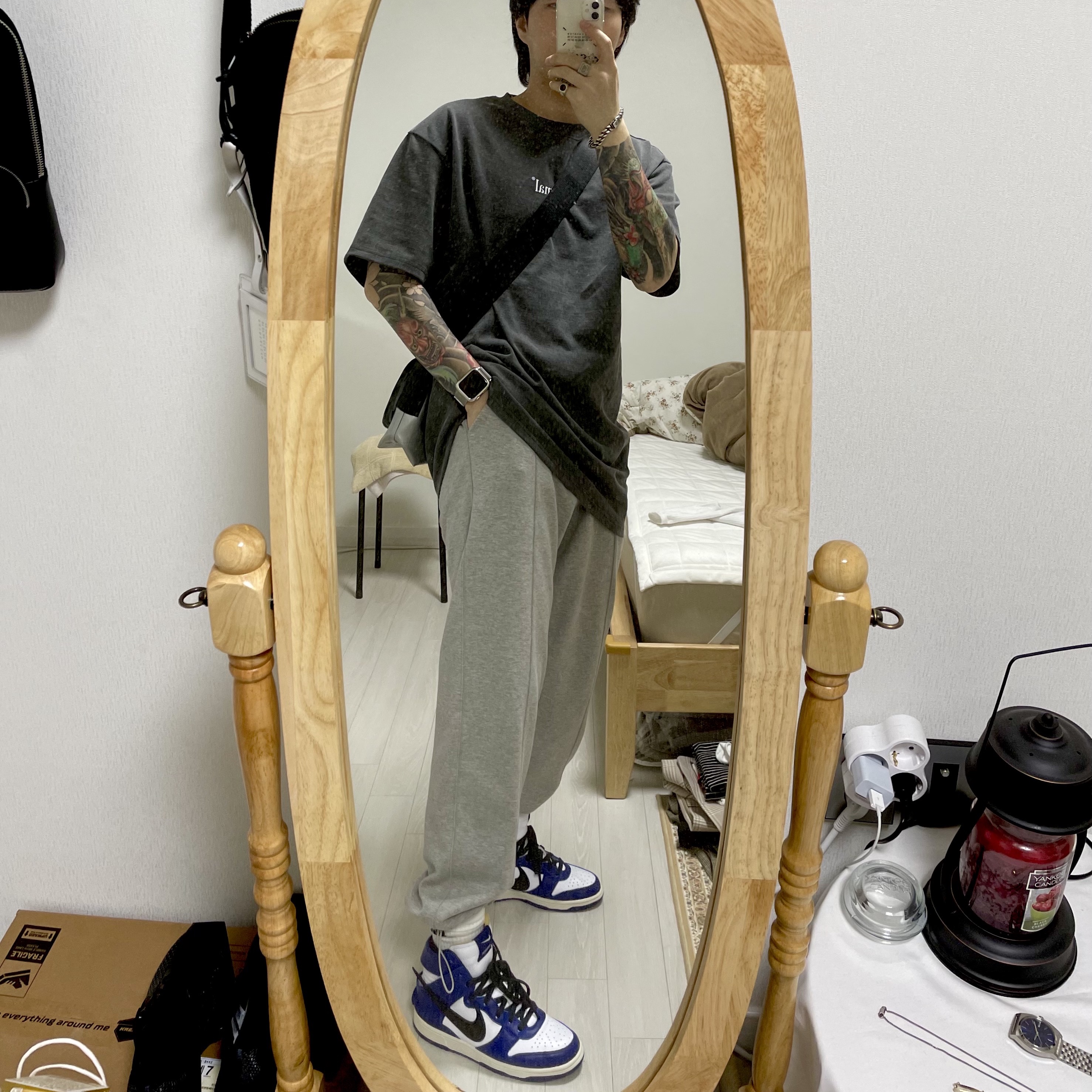Nike x Ambush Dunk High Deep Royal Blue 착용 스타일