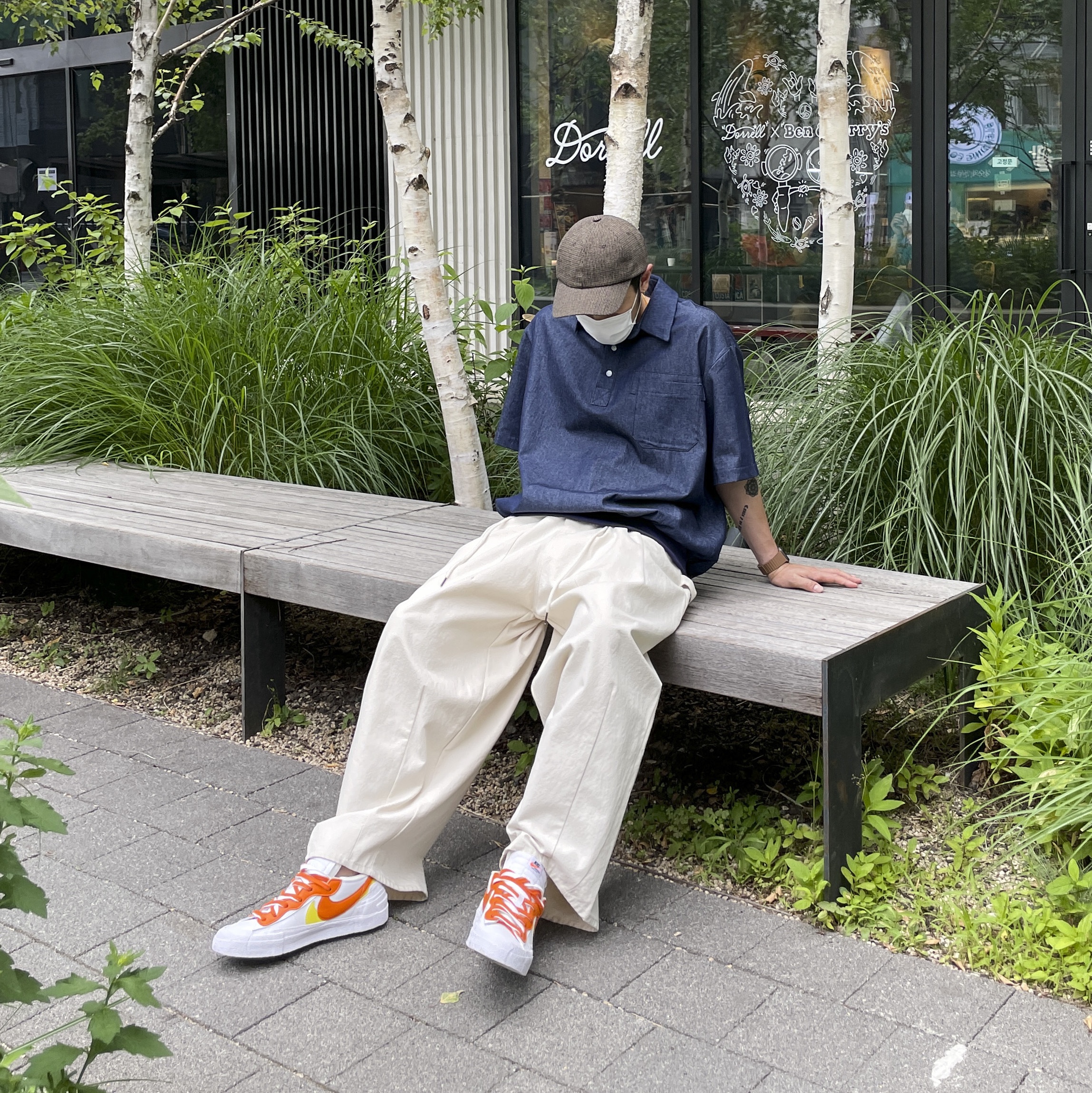Nike x Sacai Blazer Low Magma Orange 착용 스타일
