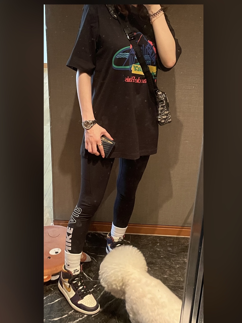 Palace French Ones T-Shirt Black - 20SS, Jordan 1 Retro High OG Defiant SB LA to Chicago 착용 스타일 - 4