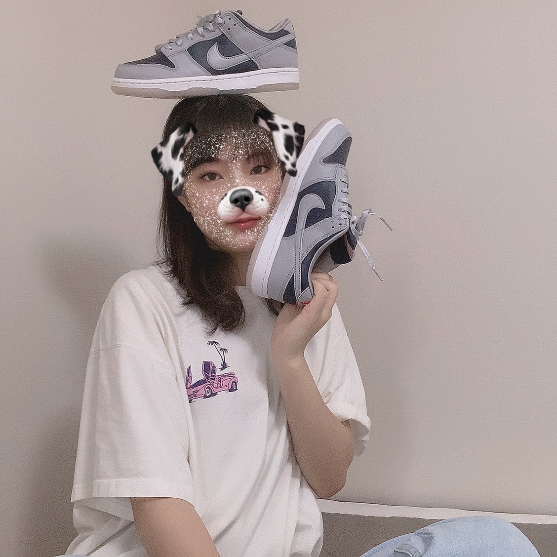 (W) Nike Dunk Low SP College Navy 착용 스타일 - 1