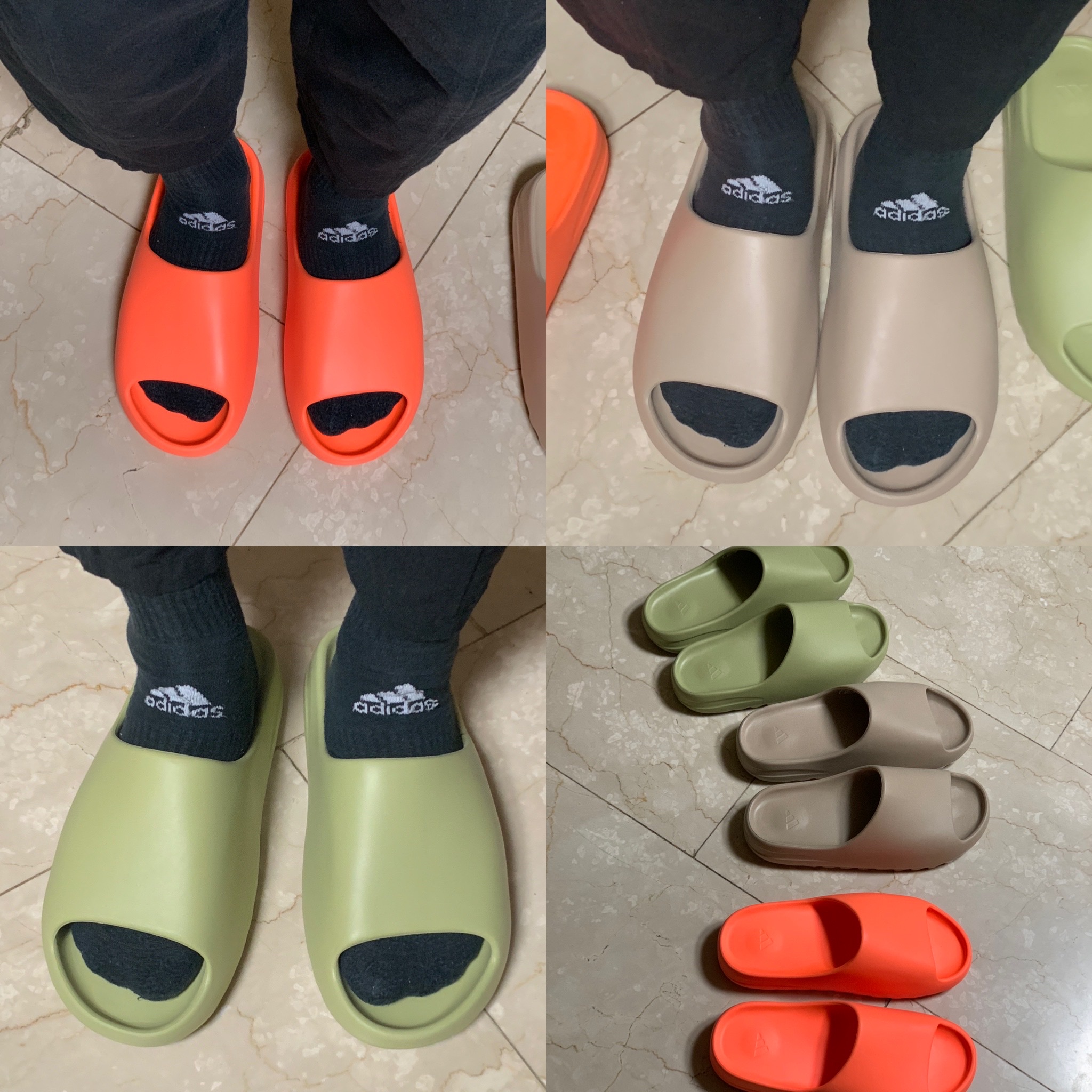 Adidas Yeezy Slide Pure, Adidas Yeezy Slide Resin 2021 착용 스타일 - 1