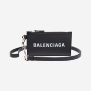 Balenciaga Cash Keyring Card Case Black Silver