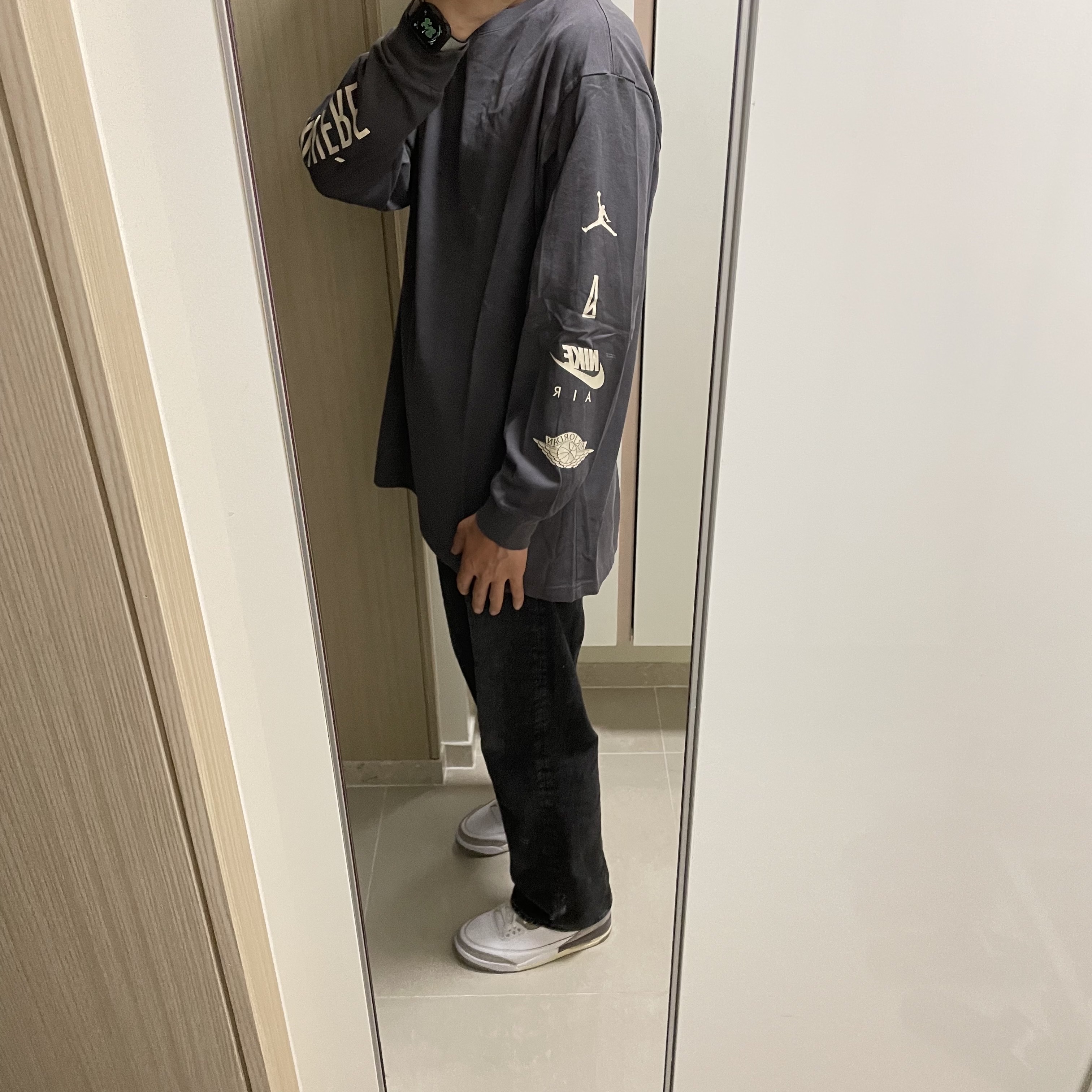Jordan x A Ma Maniere L/S T-Shirt Midnight Fog - US/EU, (W) Jordan 3 x A Ma Maniere Retro SP 착용 스타일 - 2