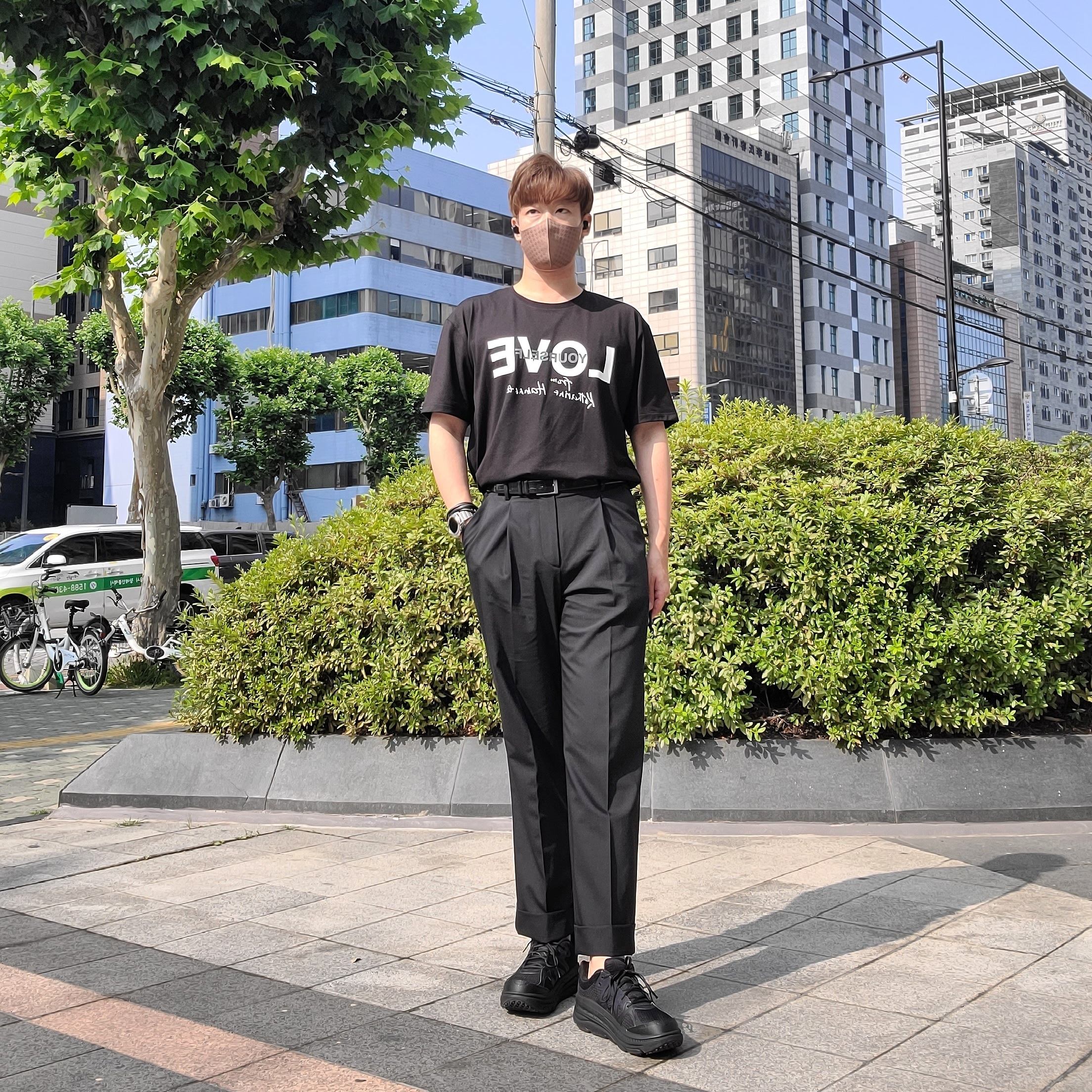 Hoka x Engineered Garments Bondi B Black 착용 스타일