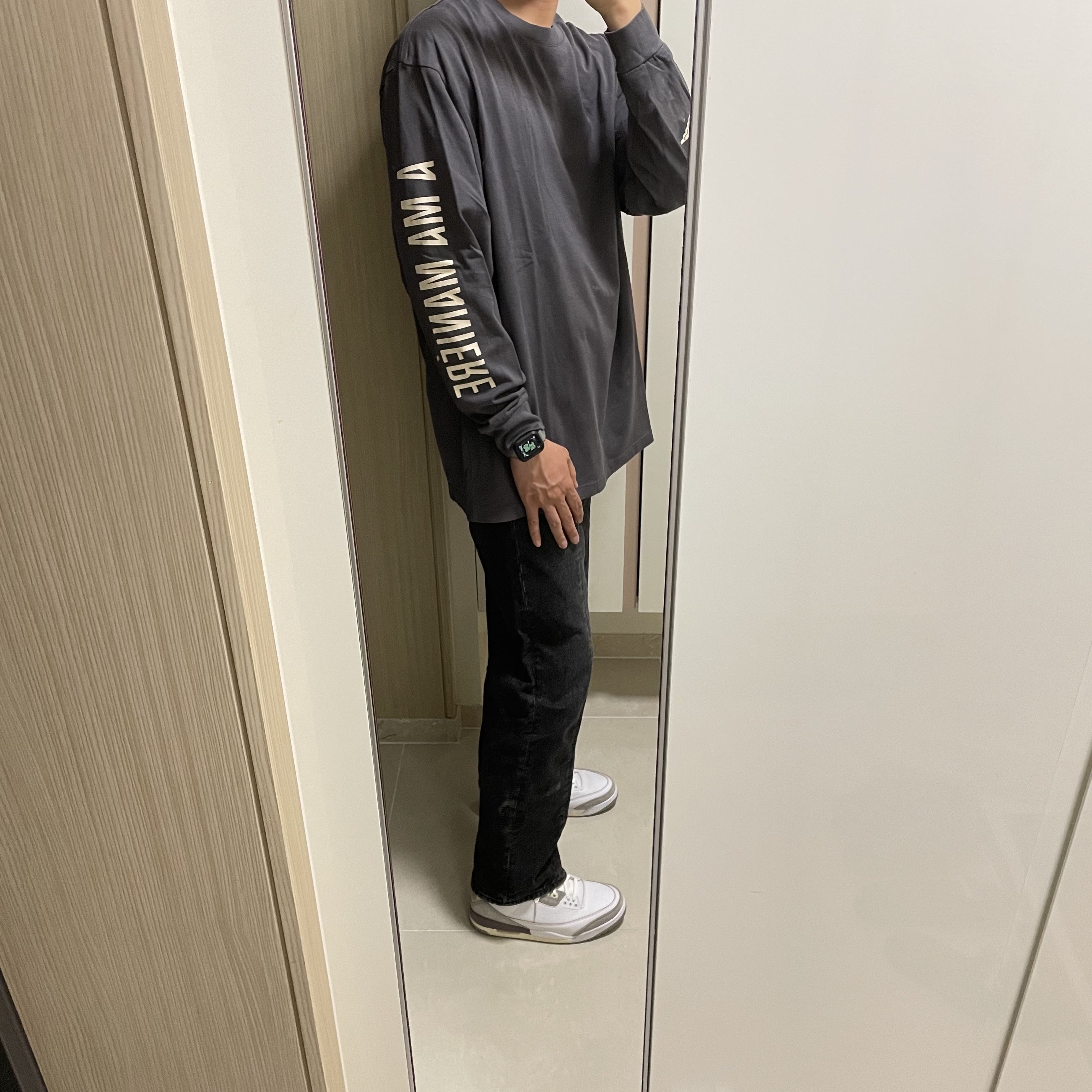 Jordan x A Ma Maniere L/S T-Shirt Midnight Fog - US/EU, (W) Jordan 3 x A Ma Maniere Retro SP 착용 스타일 - 3