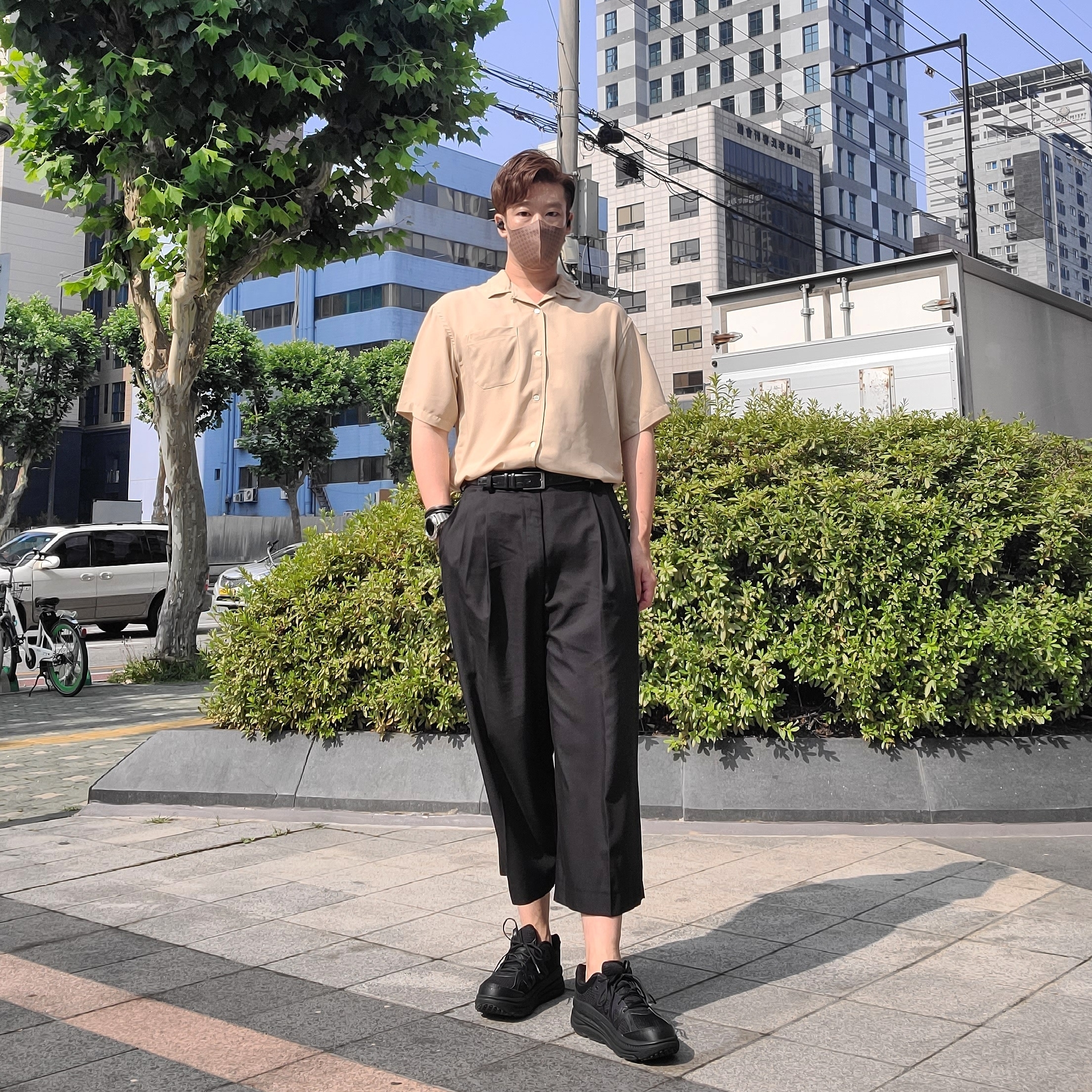 Hoka x Engineered Garments Bondi B Black 착용 스타일