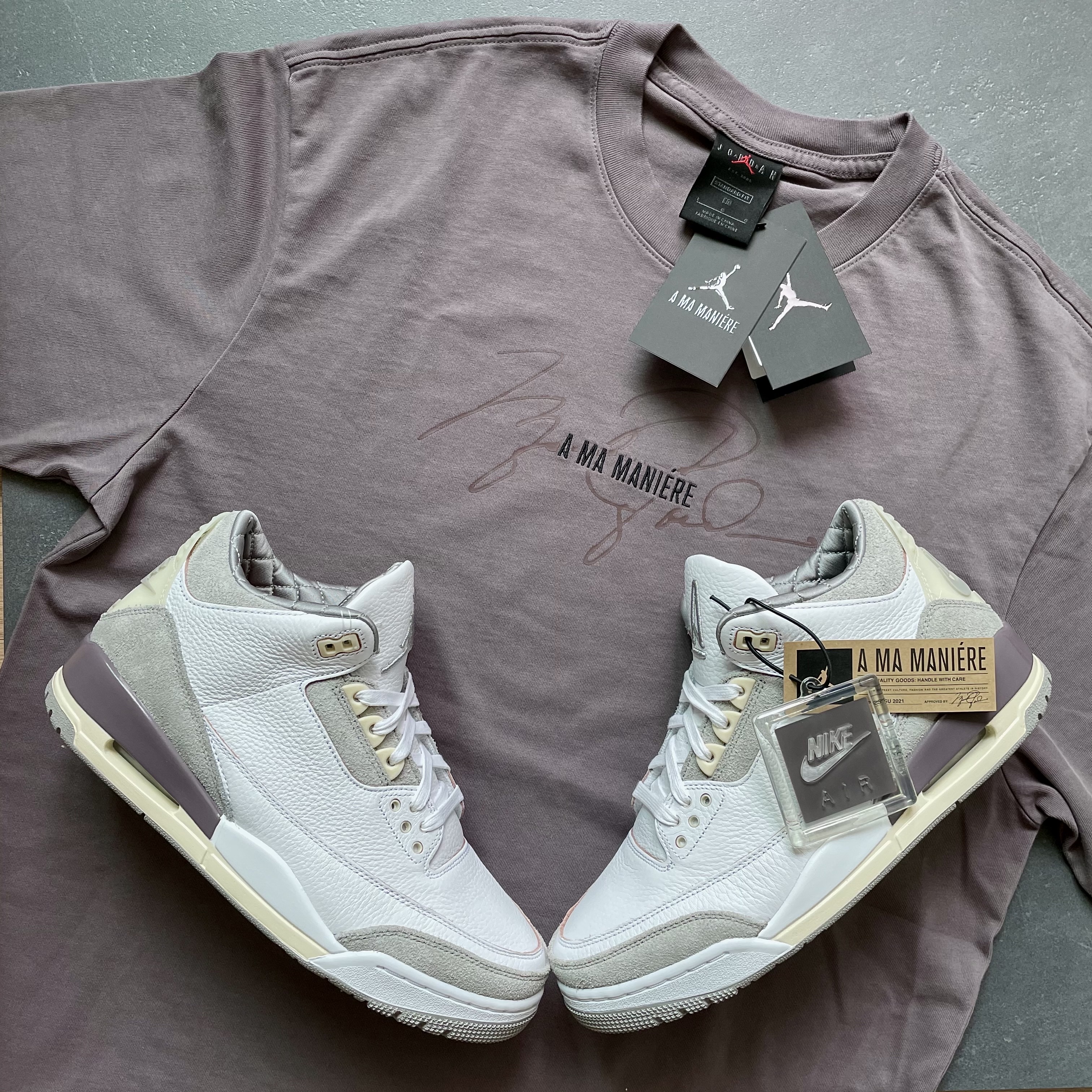 (W) Jordan 3 x A Ma Maniere Retro SP, Jordan x A Ma Maniere T-Shirt Violet Ore - Asia 착용 스타일