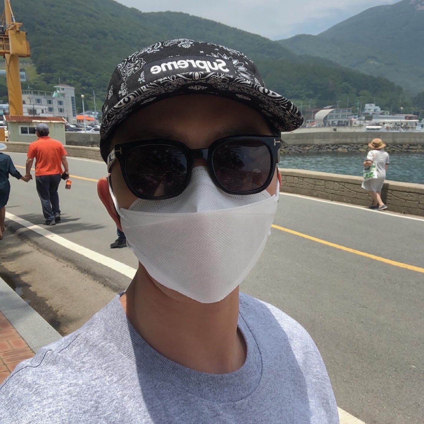 Supreme Bandana Camp Cap Black - 21SS 착용 스타일