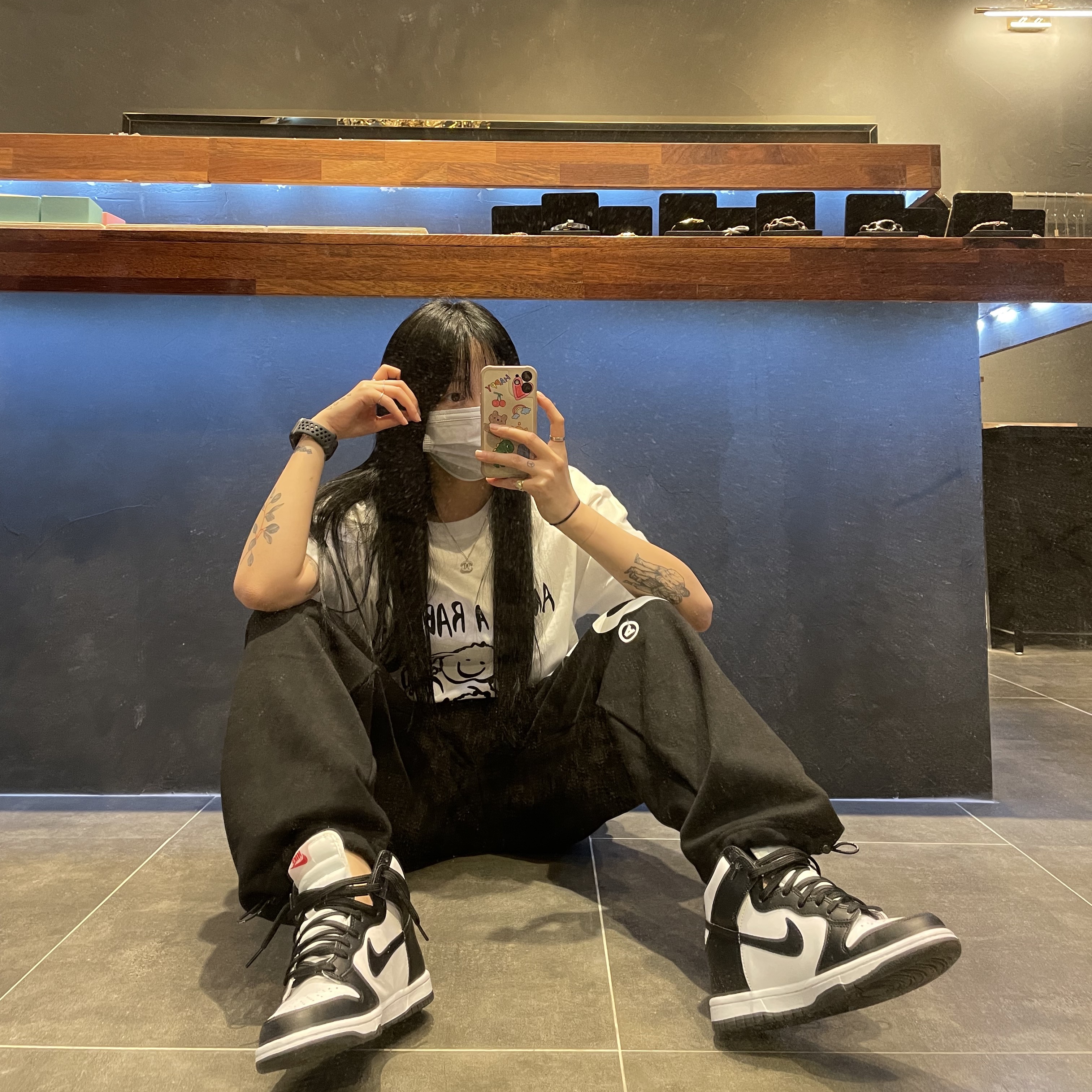 Nike Dunk High Retro Black and White, (W) Nike Dunk High Black and White 착용 스타일 - 2