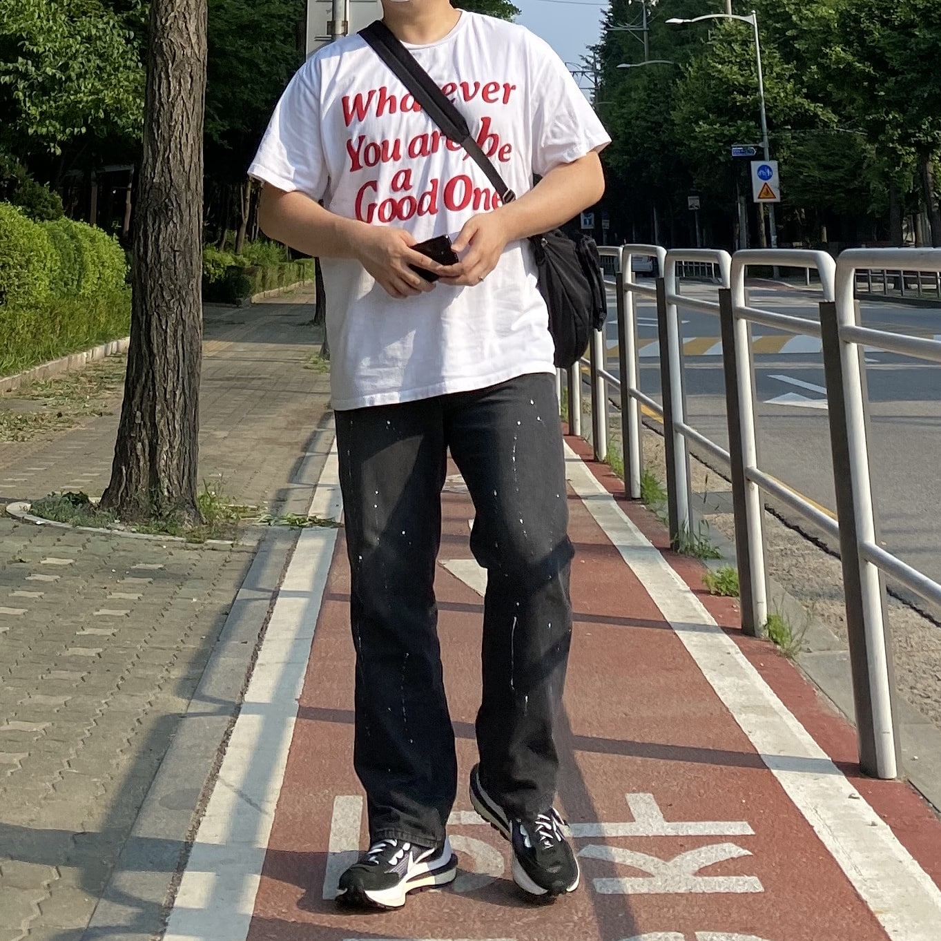 Nike x Sacai VaporWaffle Black White 착용 스타일
