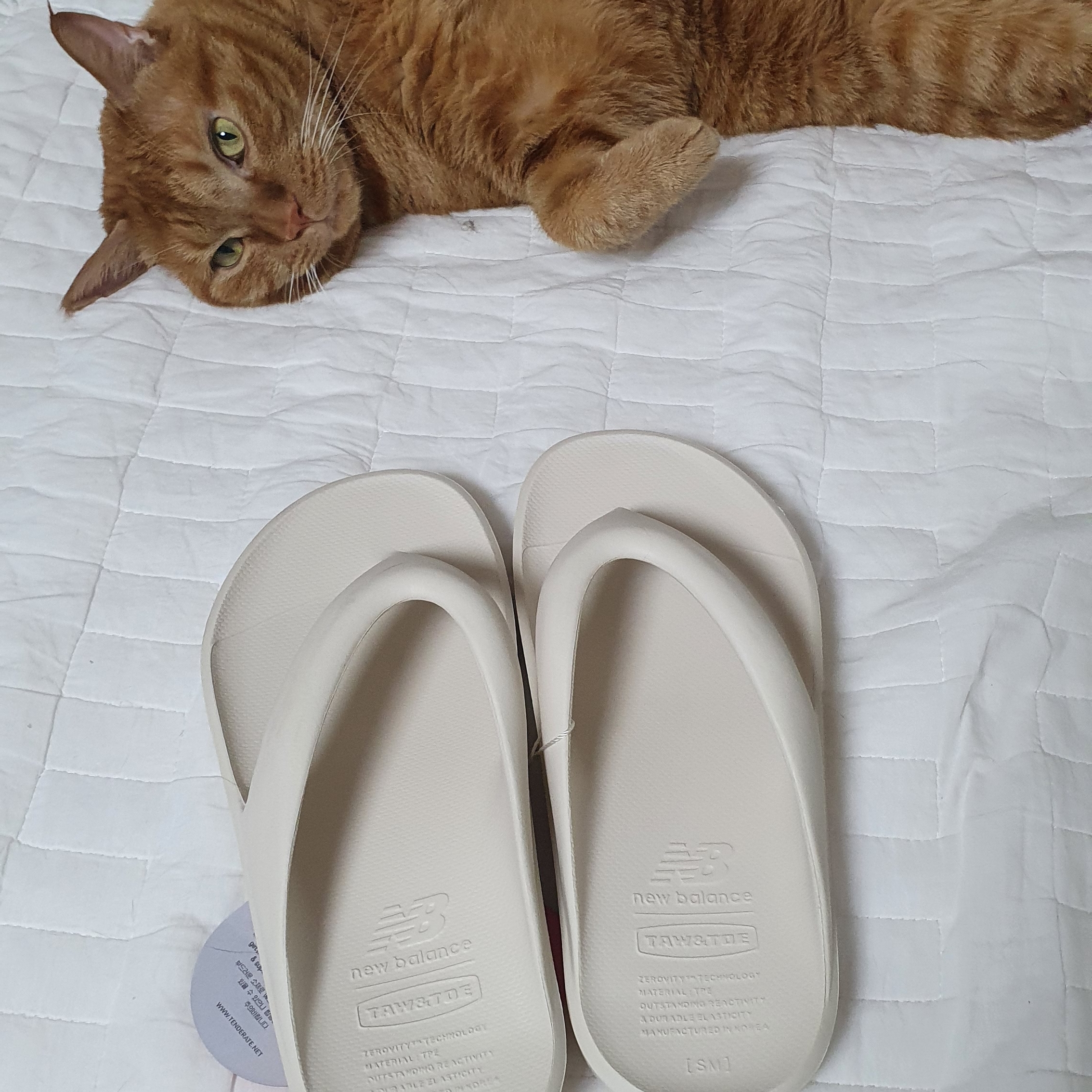 New Balance x Taw&Toe Flip Flop Ivory 착용 스타일