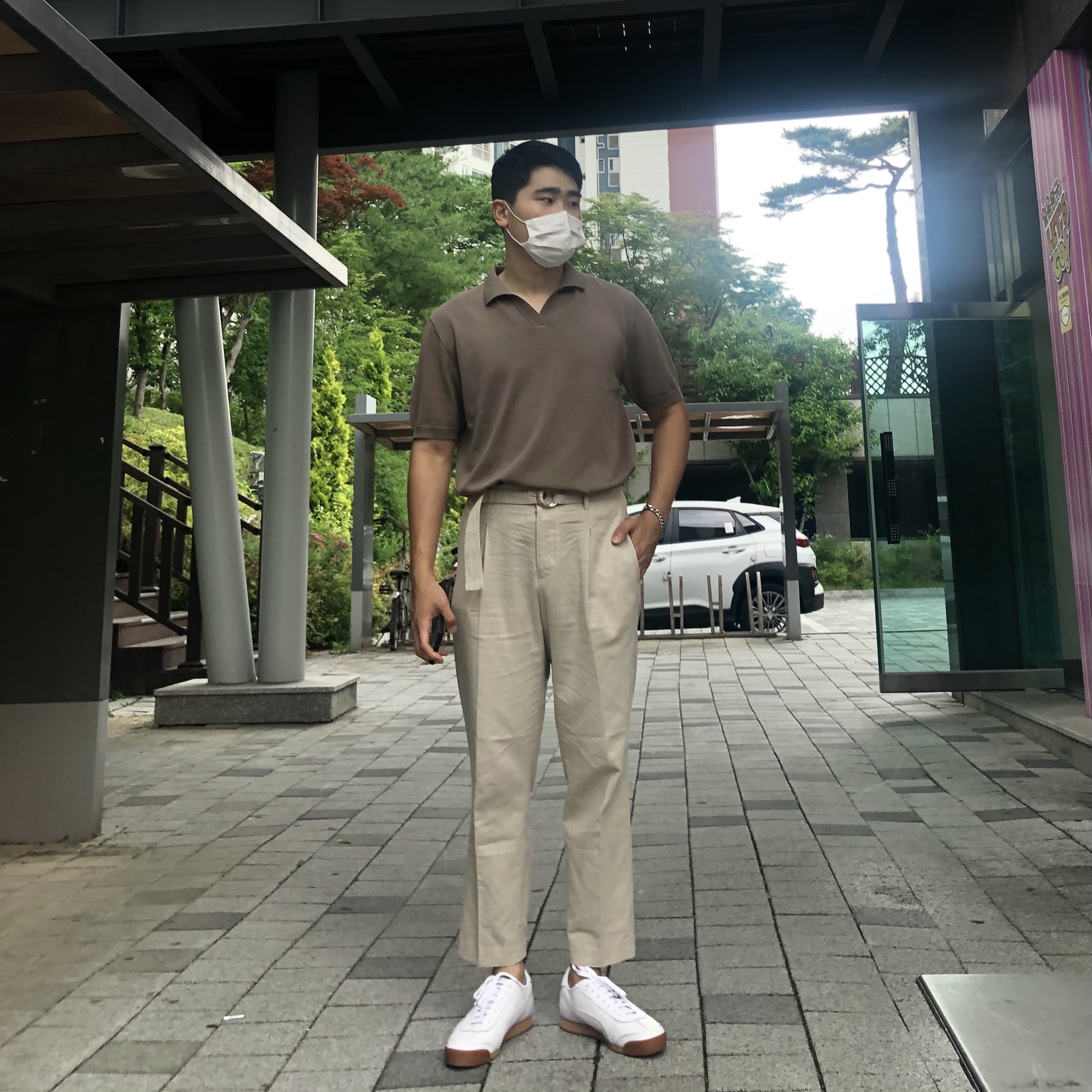 Puma x Maison Kitsune Roma White 착용 스타일