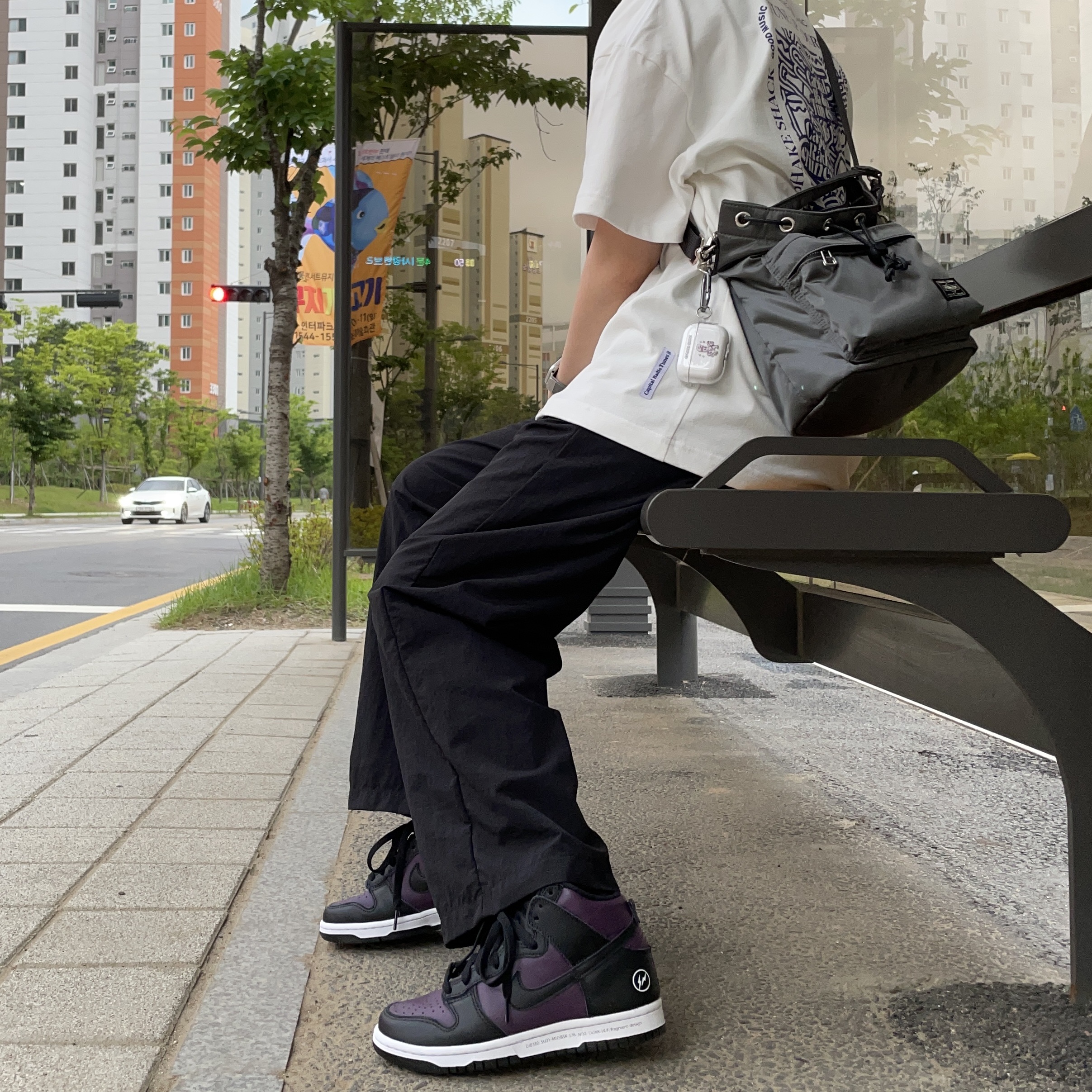 Nike x Fragment Dunk High Black 착용 스타일