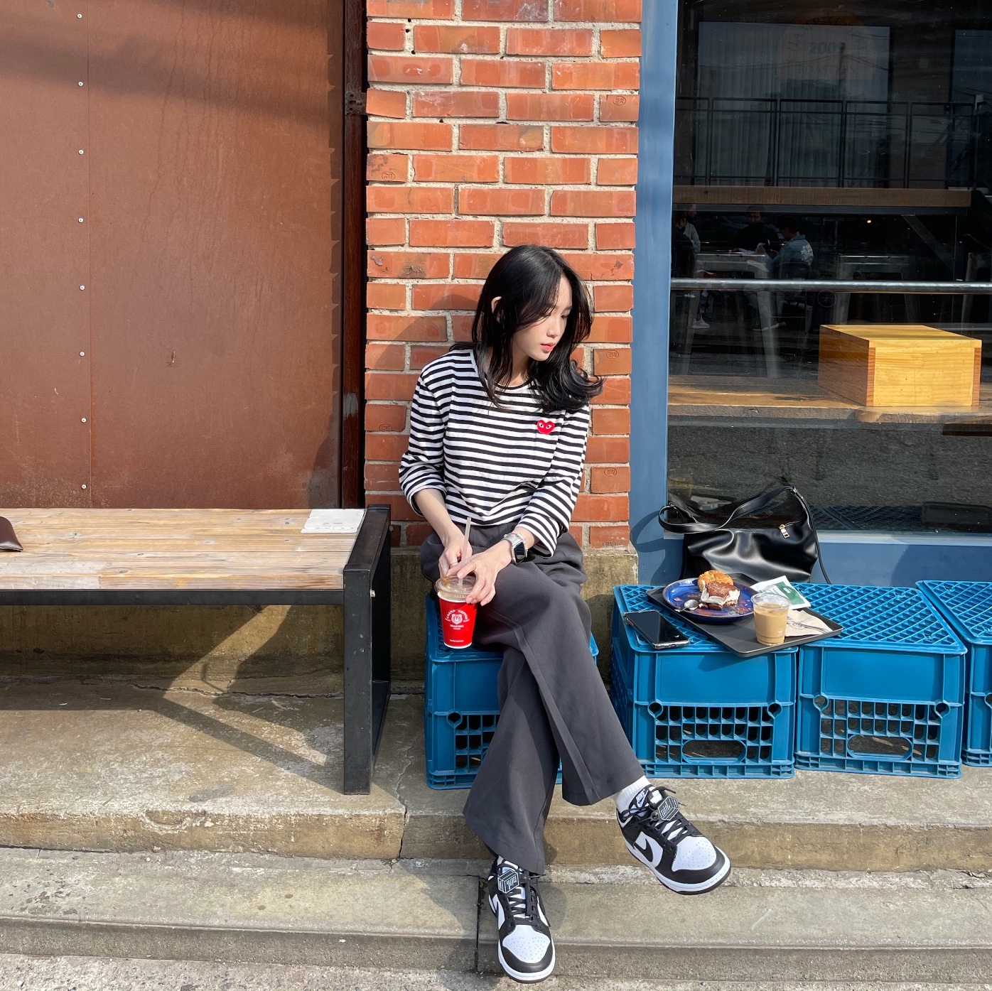 (W) Nike Dunk Low Black 착용 스타일