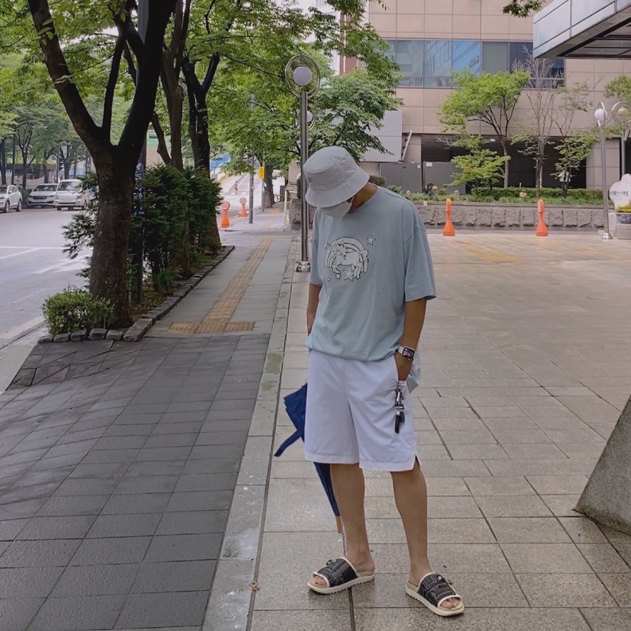 Nike x Kim Jones Bucket Hat White, Nike x Kim Jones Mesh Shorts White - Asia 착용 스타일