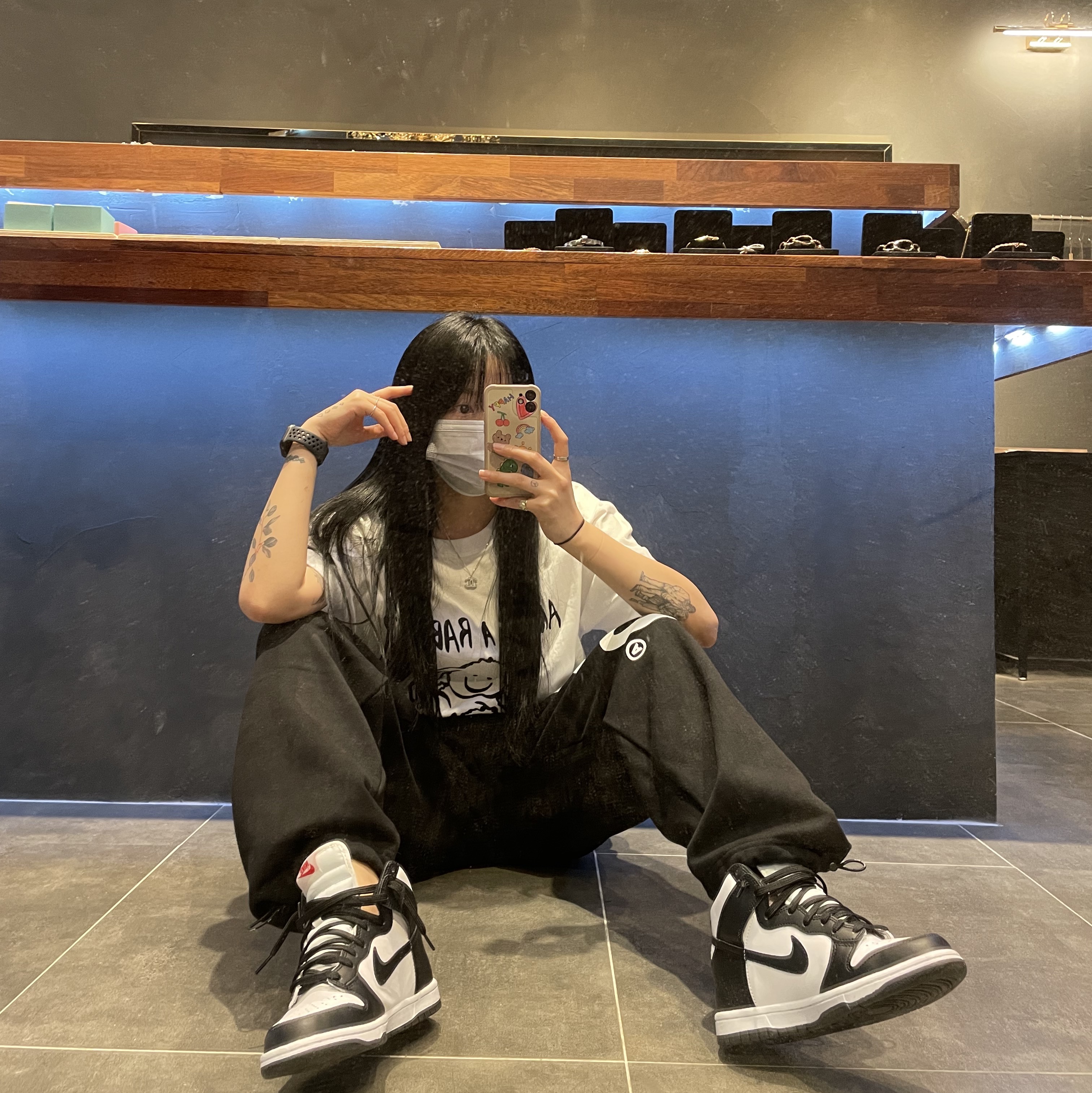 Nike Dunk High Retro Black and White, (W) Nike Dunk High Black and White 착용 스타일 - 1