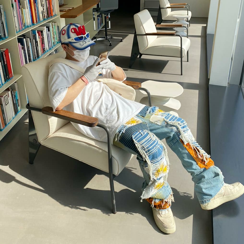 Stussy Cosmos T-Shirt White, Nike x Stussy Air Force 1 Low Fossil 착용 스타일 - 3