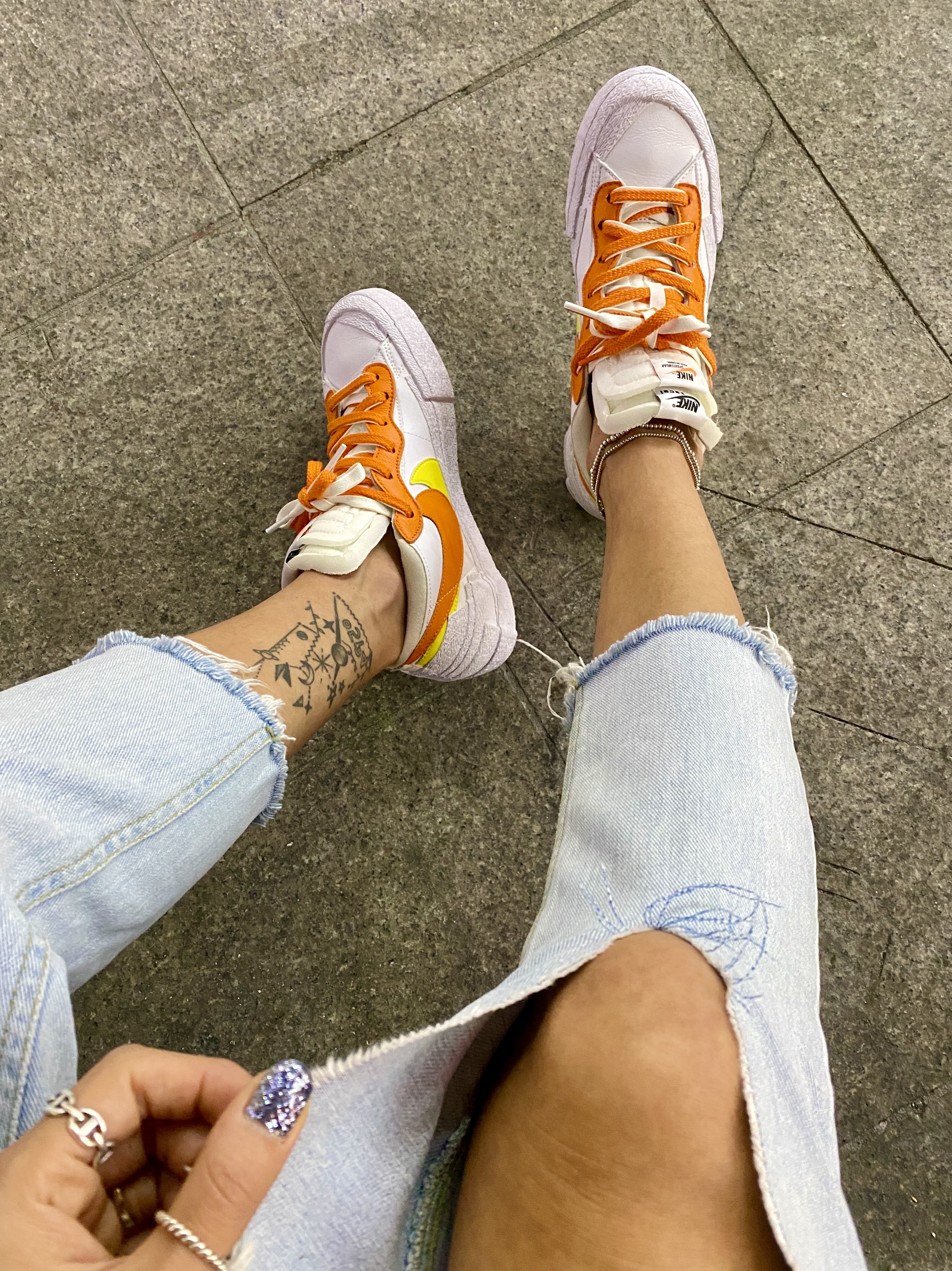Nike x Sacai Blazer Low Magma Orange 착용 스타일