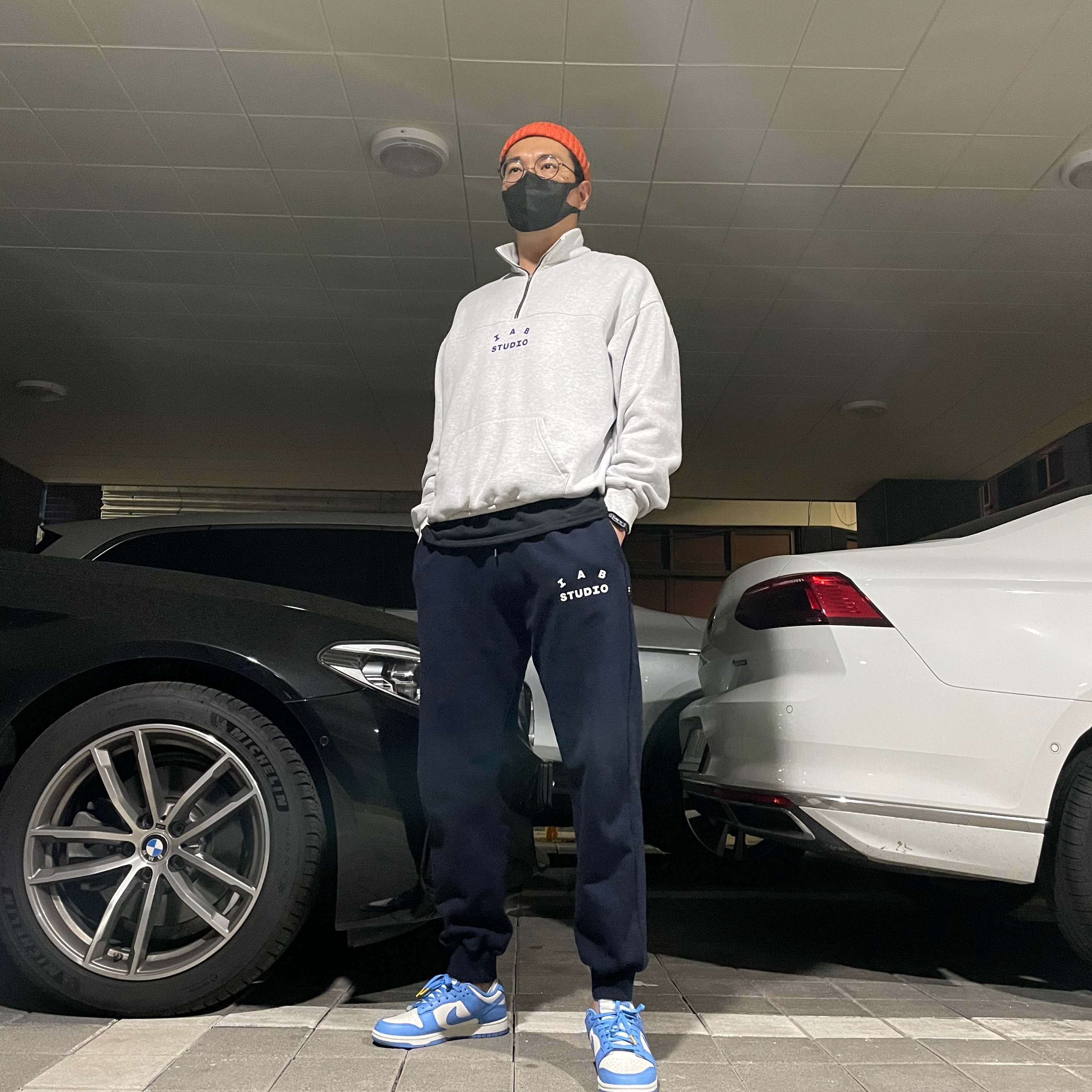 (W) Nike Dunk Low Coast, IAB Studio Sweatpants Navy - 21SS 착용 스타일