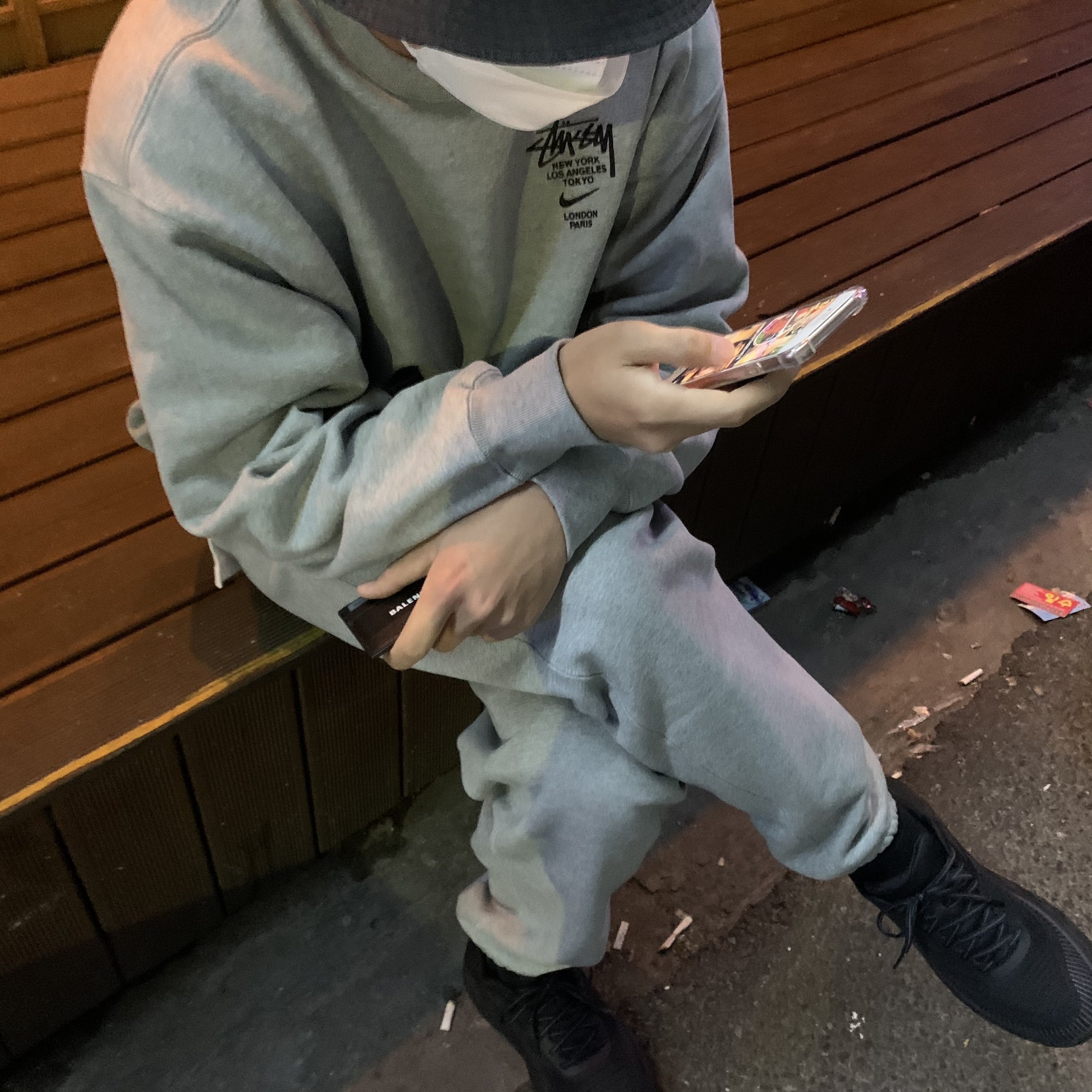 Nike x Stussy NRG ZR Fleece Pants Heather Grey - US/EU, Nike x Stussy NRG ZR Fleece Crewneck Heather Grey - US/EU 착용 스타일