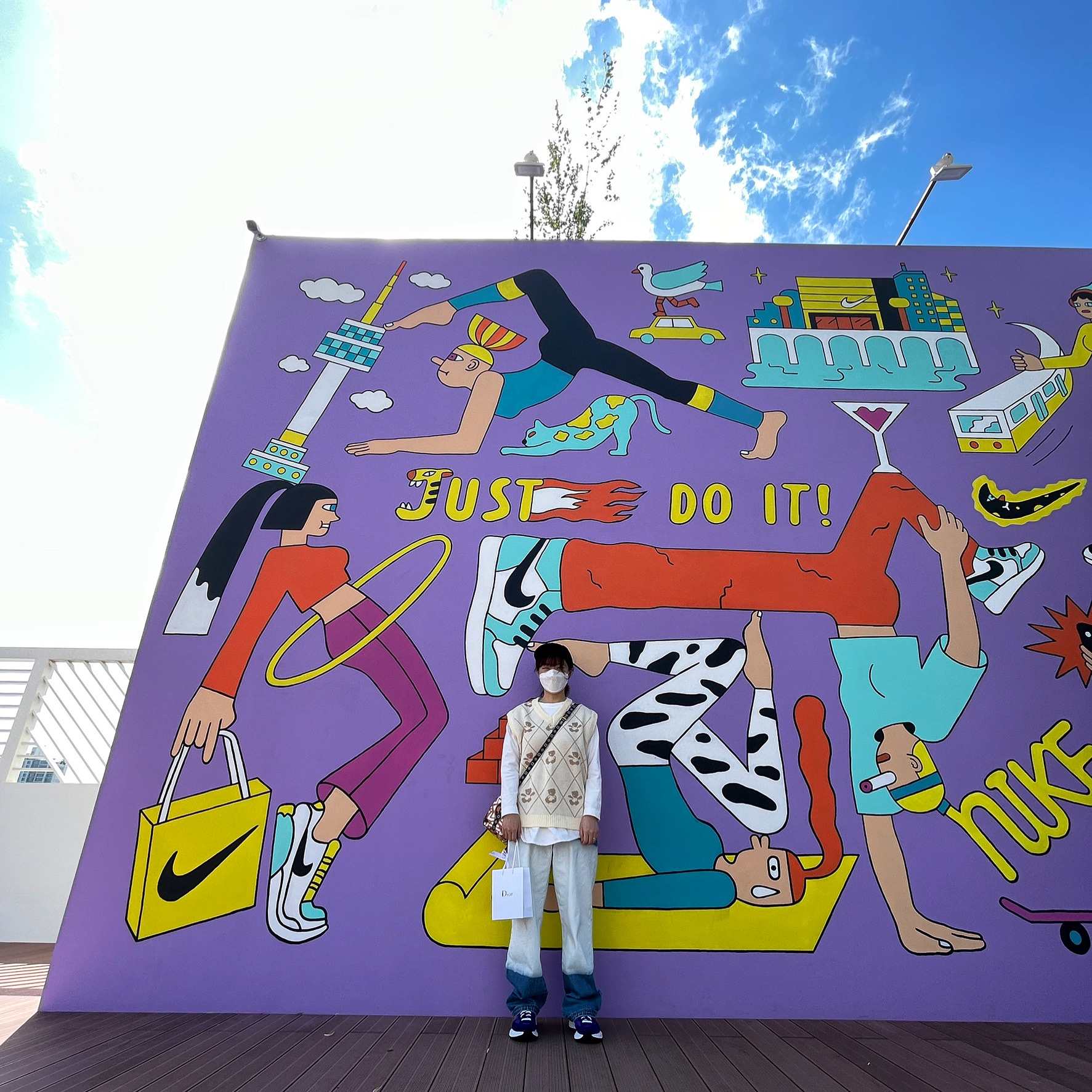 Nike x Sacai VaporWaffle Dark Iris 착용 스타일