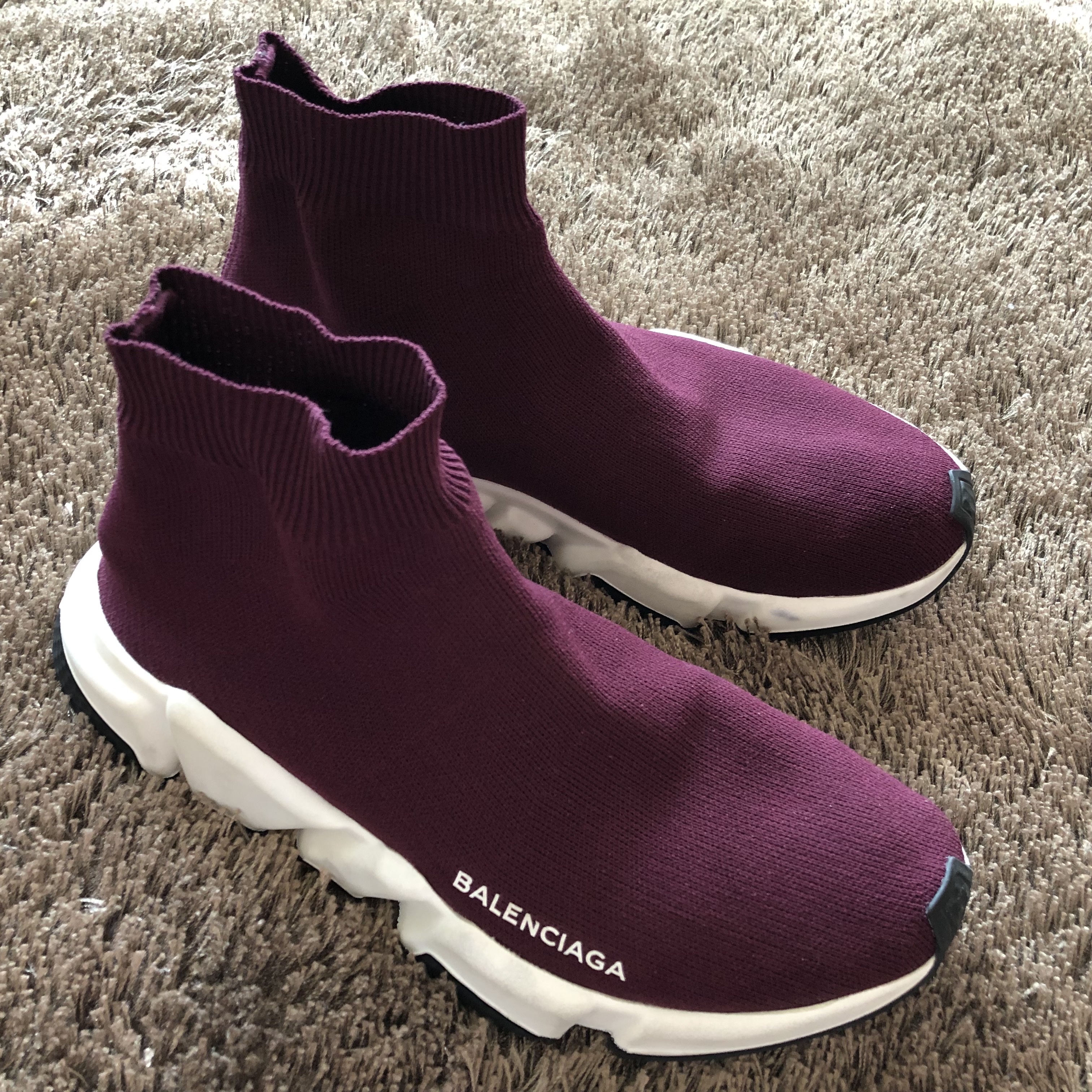 (W) Balenciaga Speed Trainer Mid Prune 2017 착용 스타일 - 3