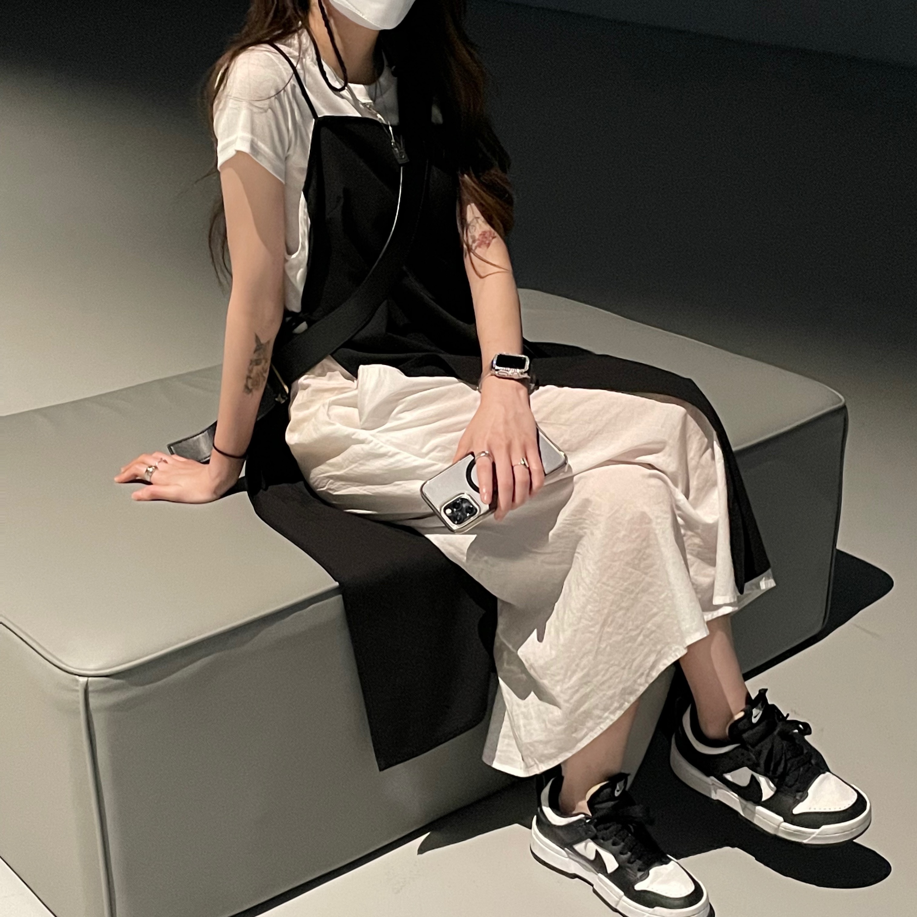(W) Nike Dunk Low Disrupt Black White 착용 스타일